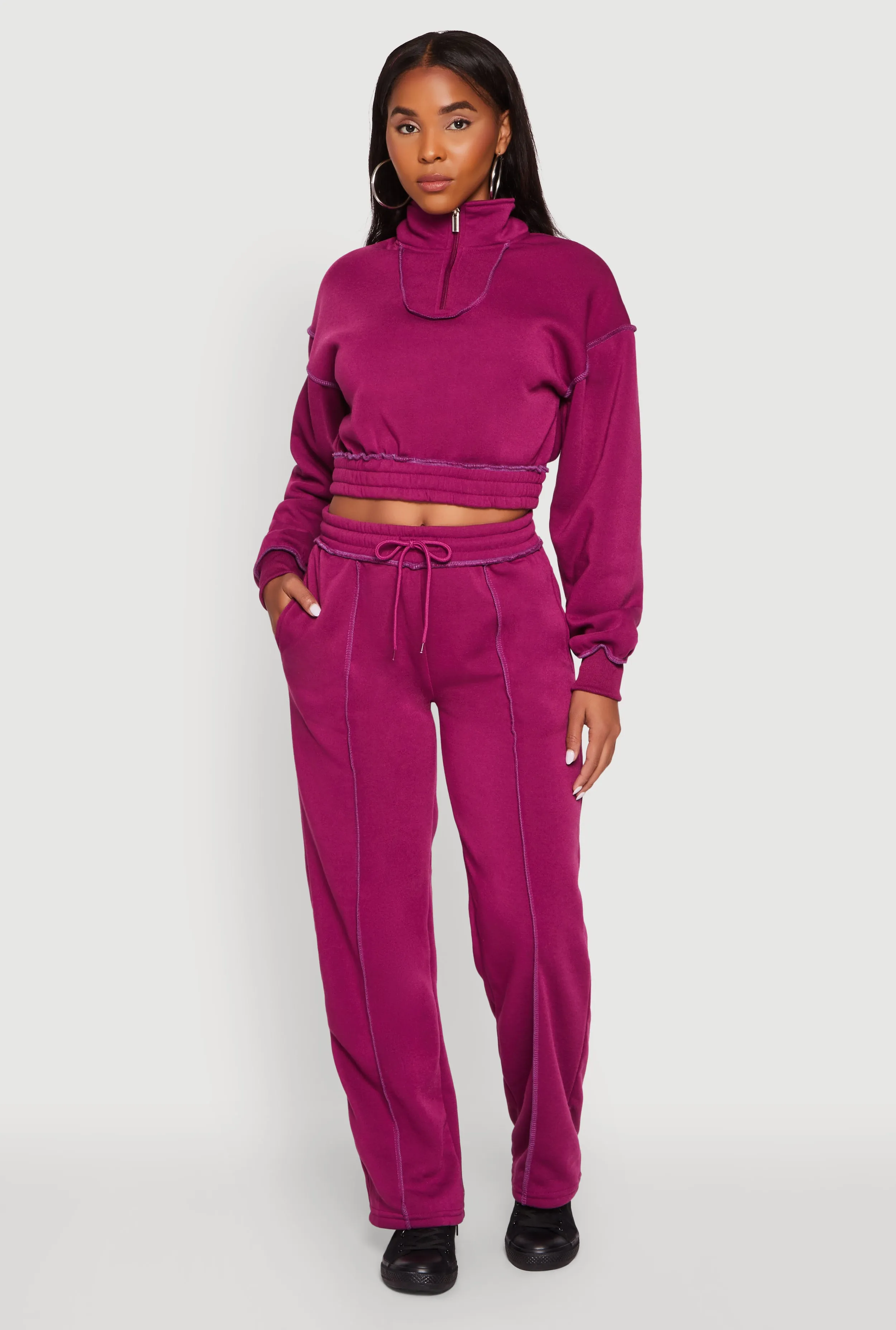 Mid Rise Fleece Wide Leg Sweatpants sold by Rainbow product image thumbnail 2
