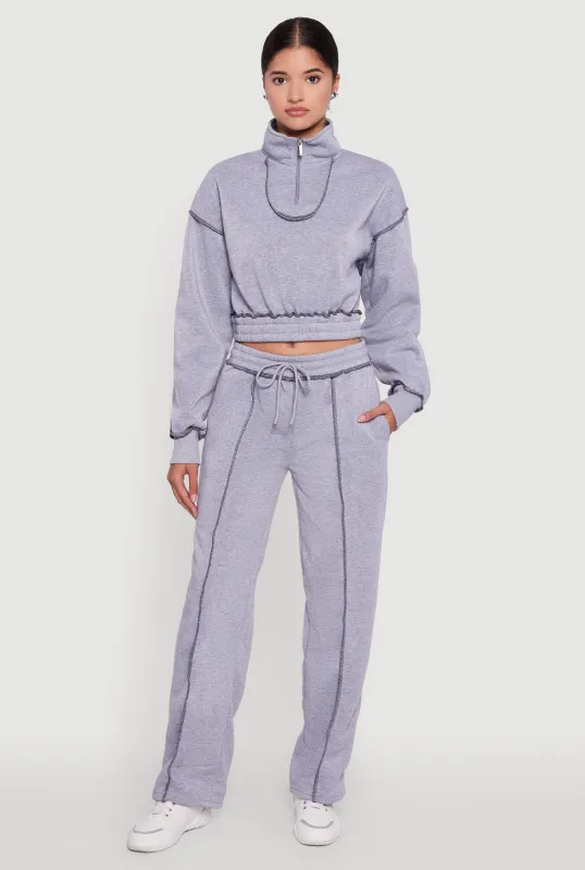 Mid Rise Fleece Wide Leg Sweatpants sold by Rainbow
