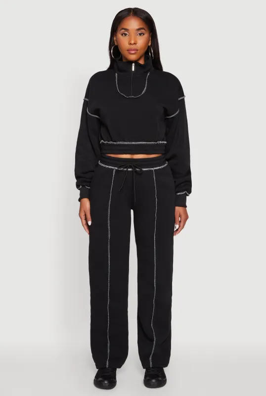 Mid Rise Fleece Wide Leg Sweatpants sold by Rainbow