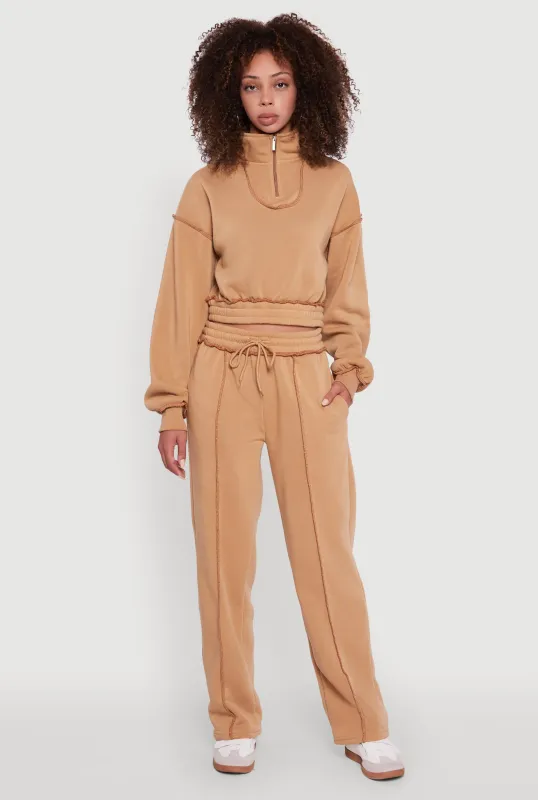 Mid Rise Fleece Wide Leg Sweatpants sold by Rainbow