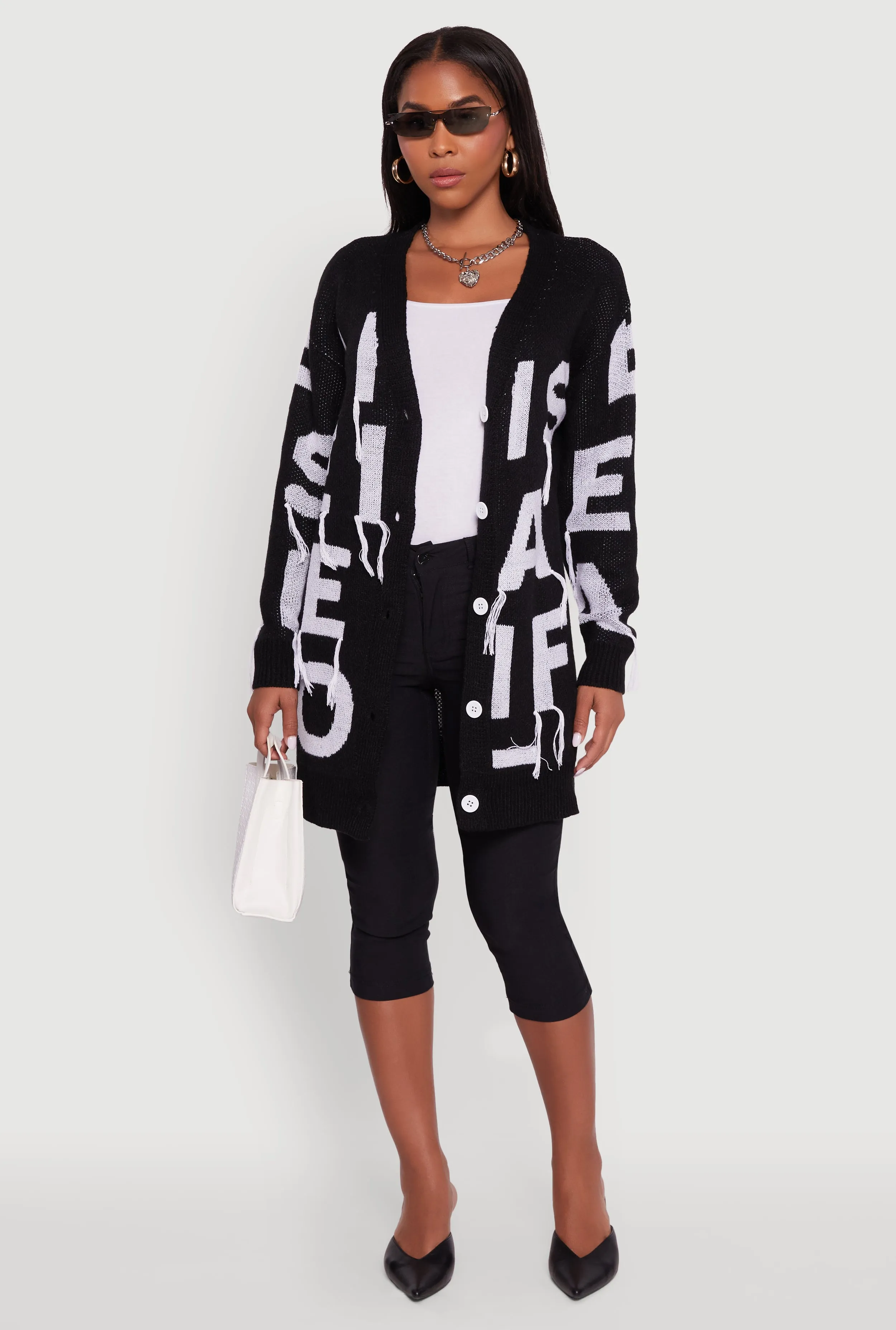 Alphabet Fringe Detail Cardigan sold by Rainbow