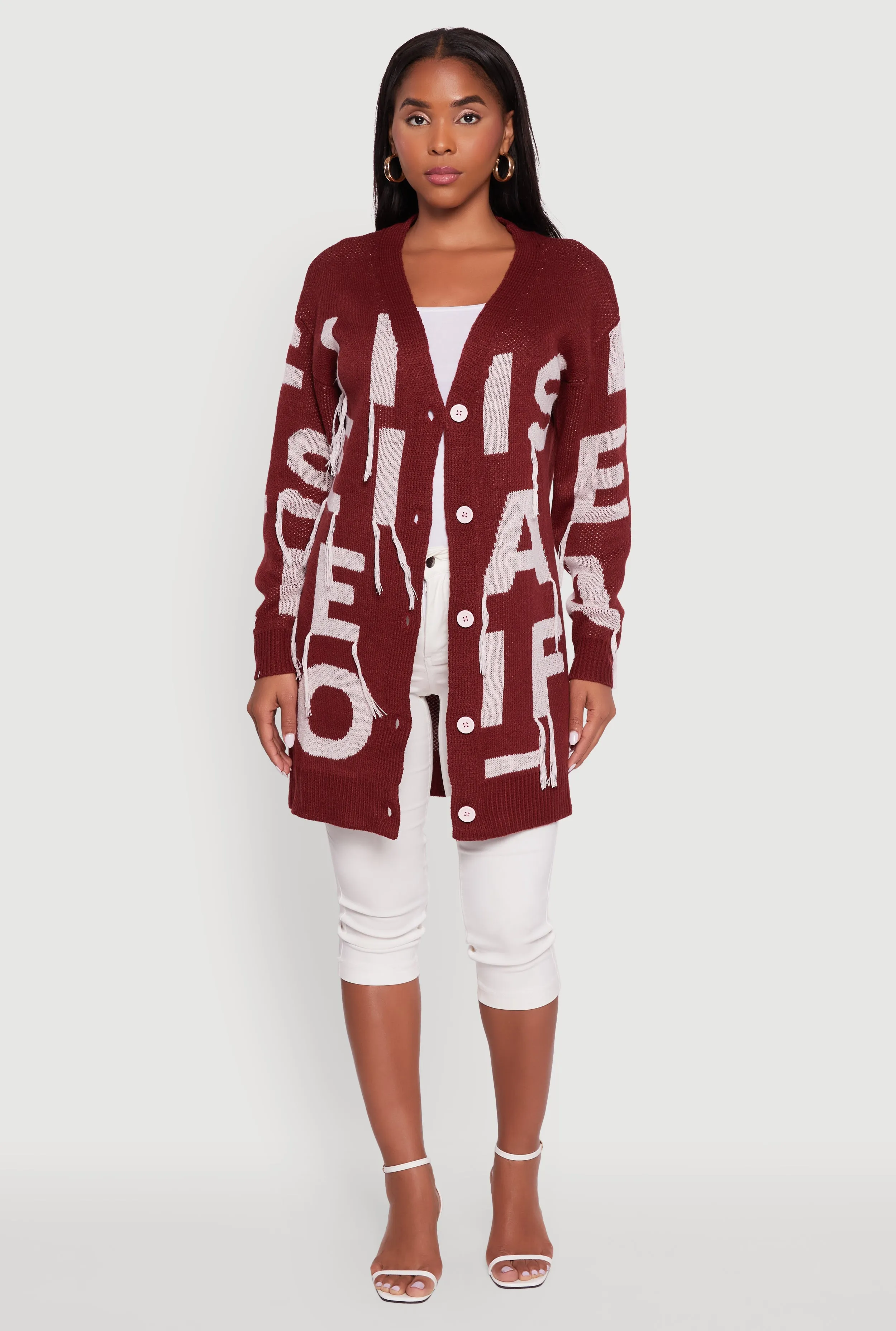 Alphabet Fringe Detail Cardigan sold by Rainbow product image thumbnail 3