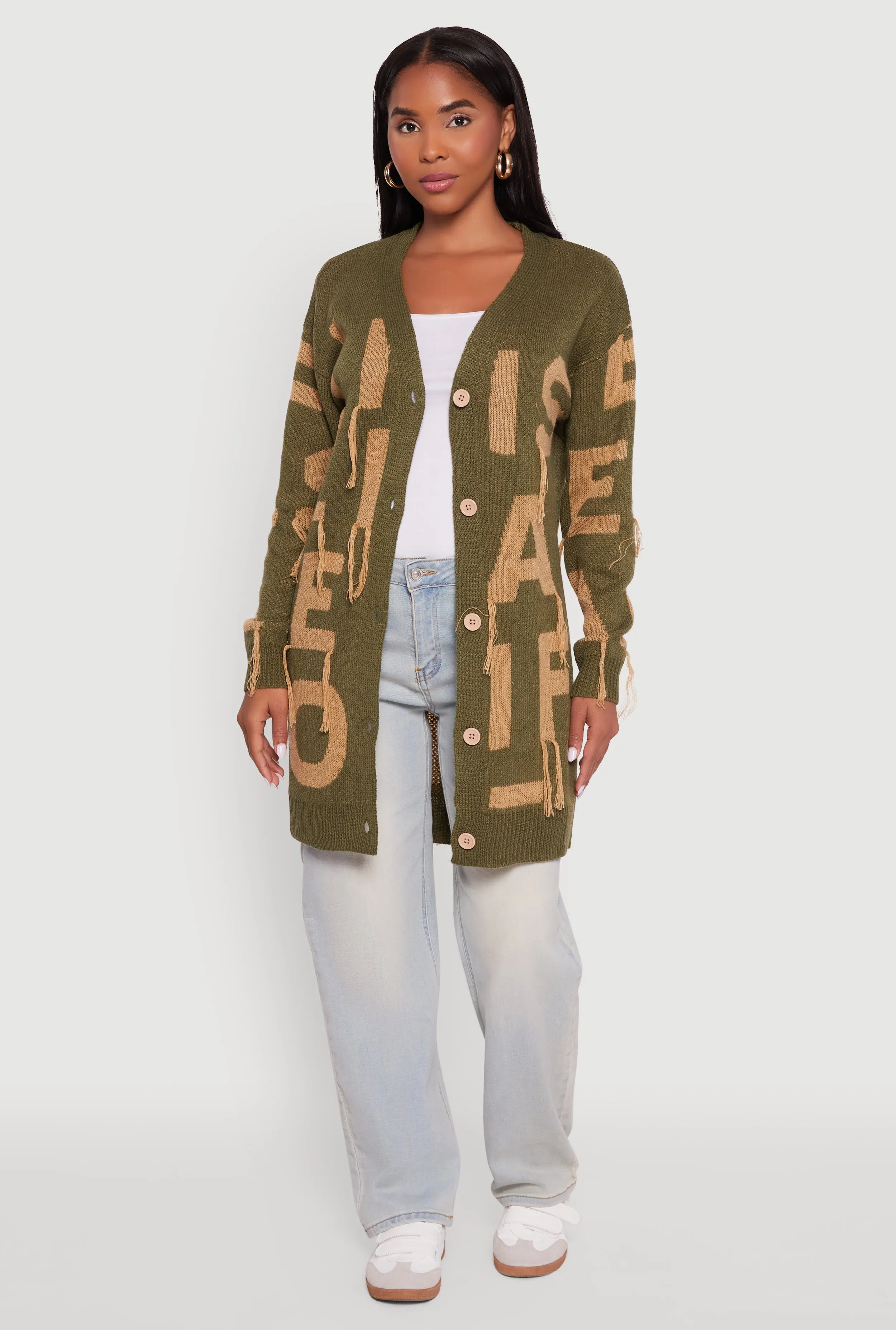 Alphabet Fringe Detail Cardigan sold by Rainbow product image thumbnail 2