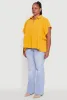 Plus Size Crepe Knit Button Front Peplum Blouse sold by Rainbow