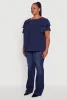 Trendy Plus Size Crepe Knit Peasant Blouse sold by Rainbow
