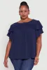 Trendy Plus Size Crepe Knit Peasant Blouse sold by Rainbow