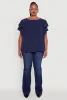 Trendy Plus Size Crepe Knit Peasant Blouse sold by Rainbow