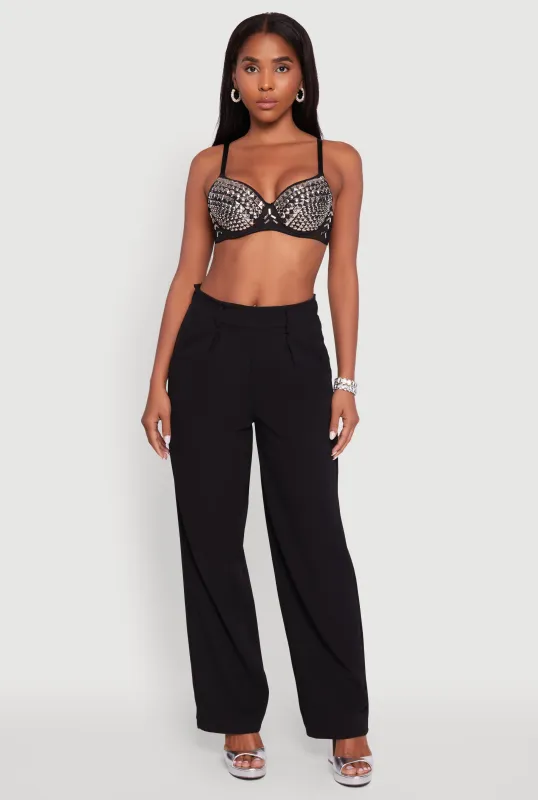 Metallic Studded Sweetheart Bustier Crop Top sold by Rainbow