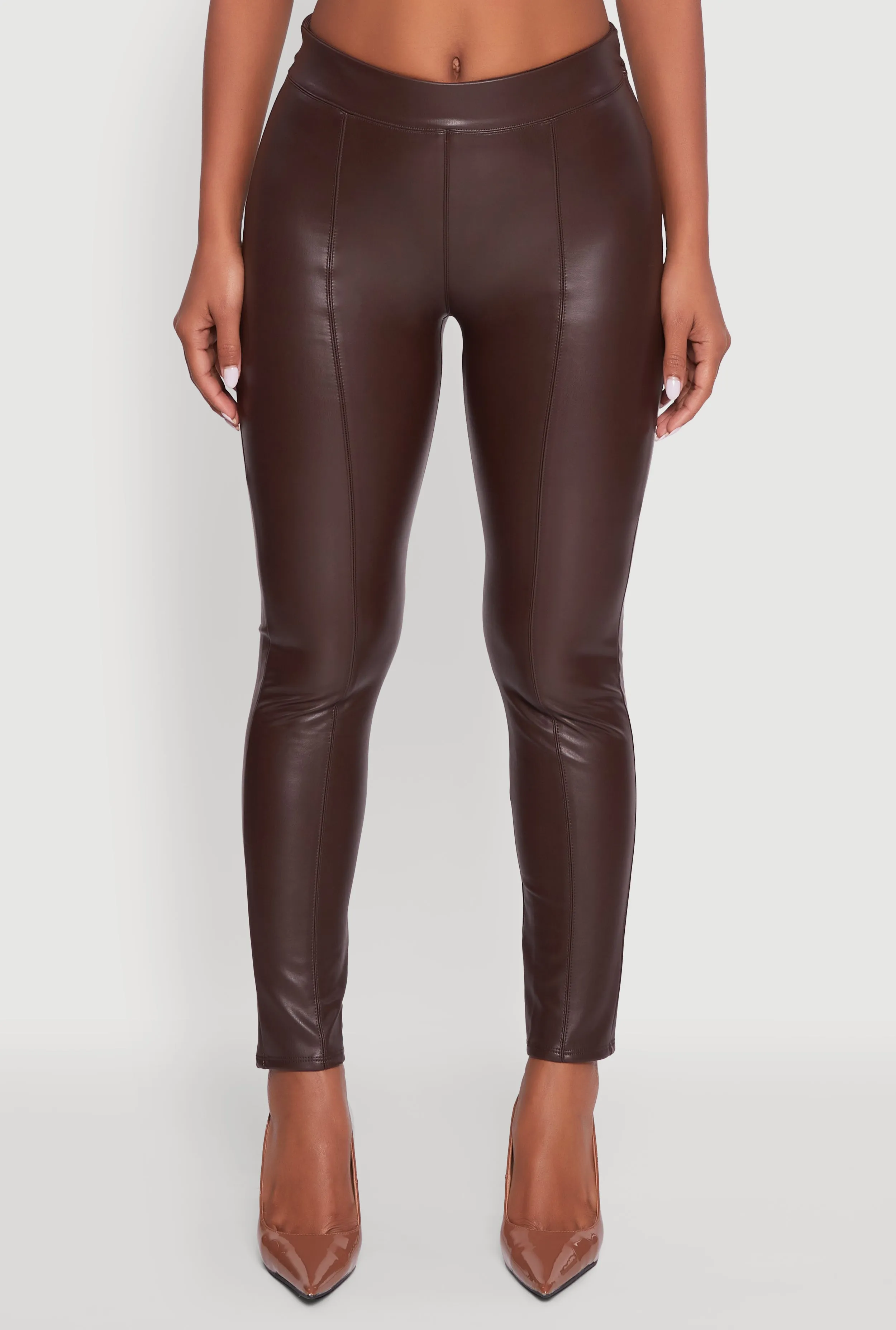 Faux Leather Fleece Lined Pintuck Leggings sold by Rainbow product image thumbnail 5