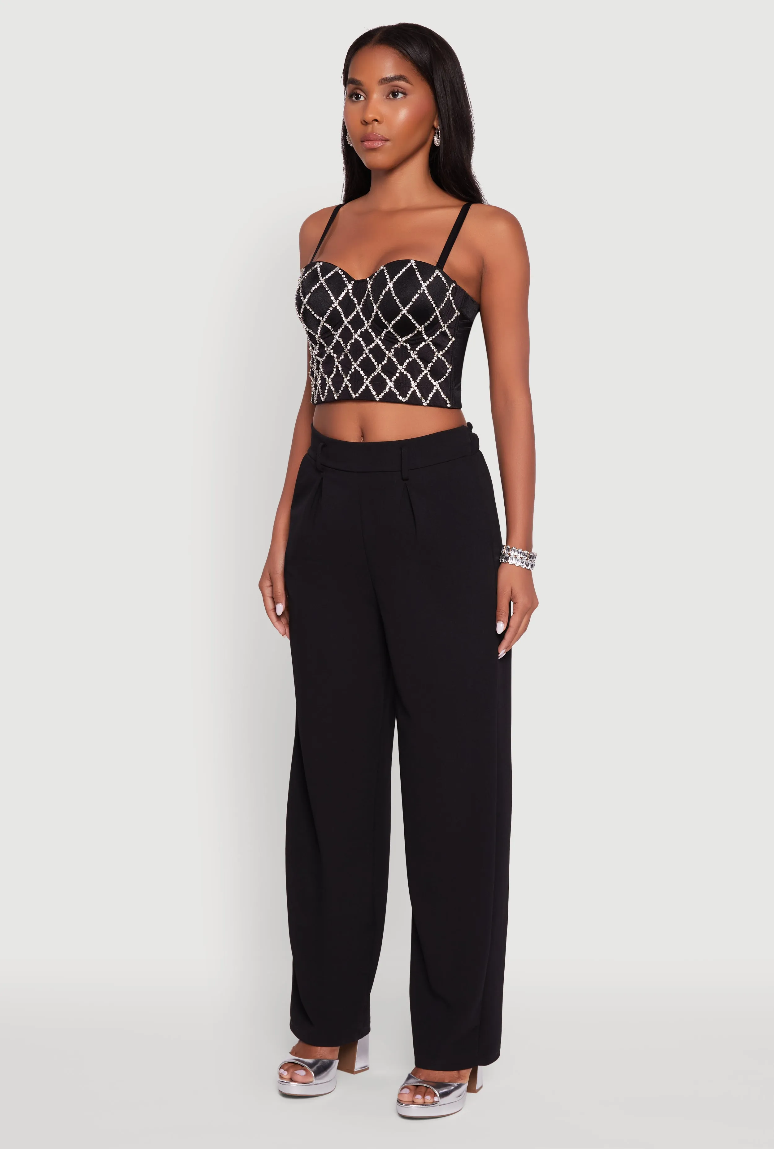 Rhinestone Embellished Bustier Crop Top sold by Rainbow product image thumbnail 5