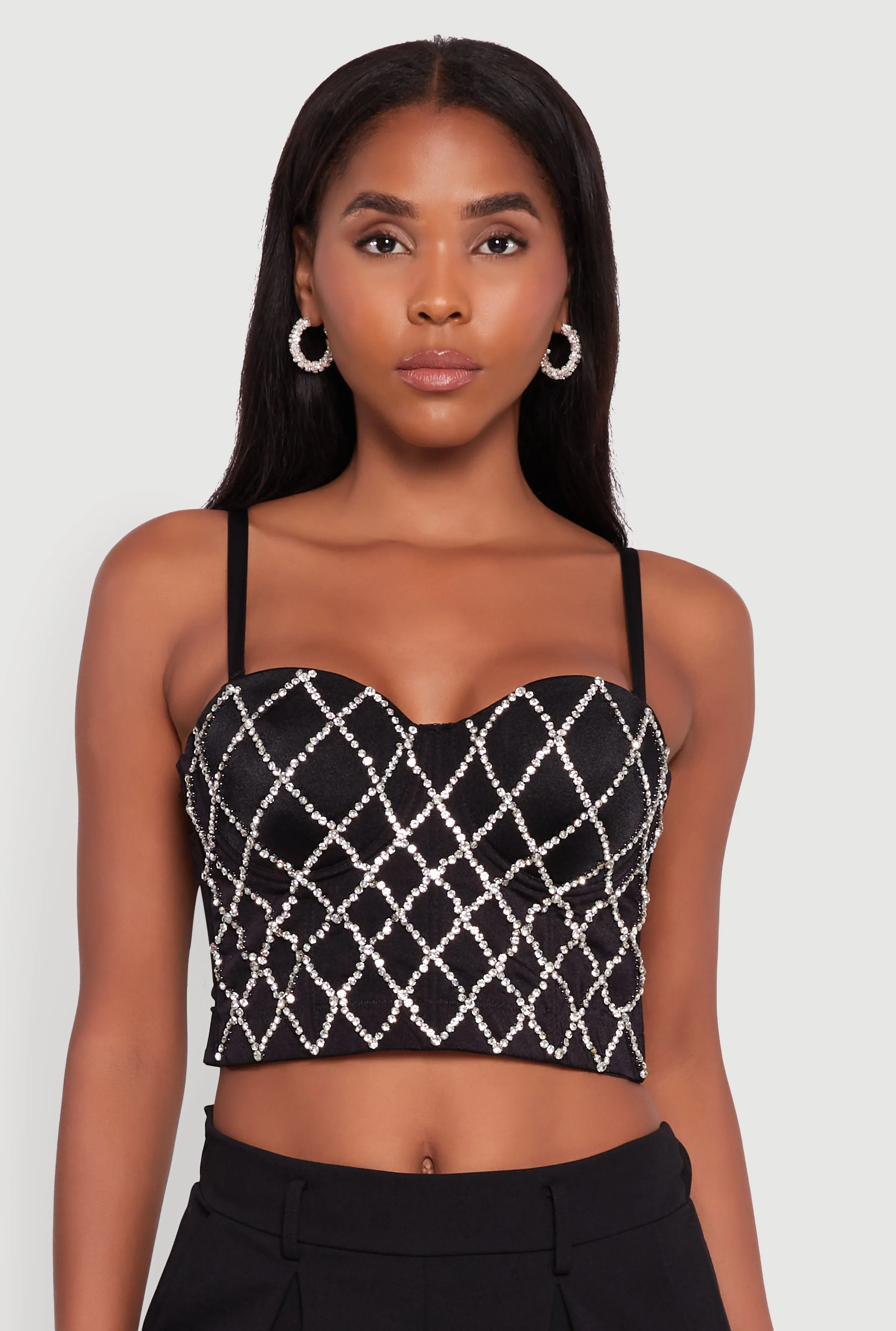 Rhinestone Embellished Bustier Crop Top sold by Rainbow product image thumbnail 2