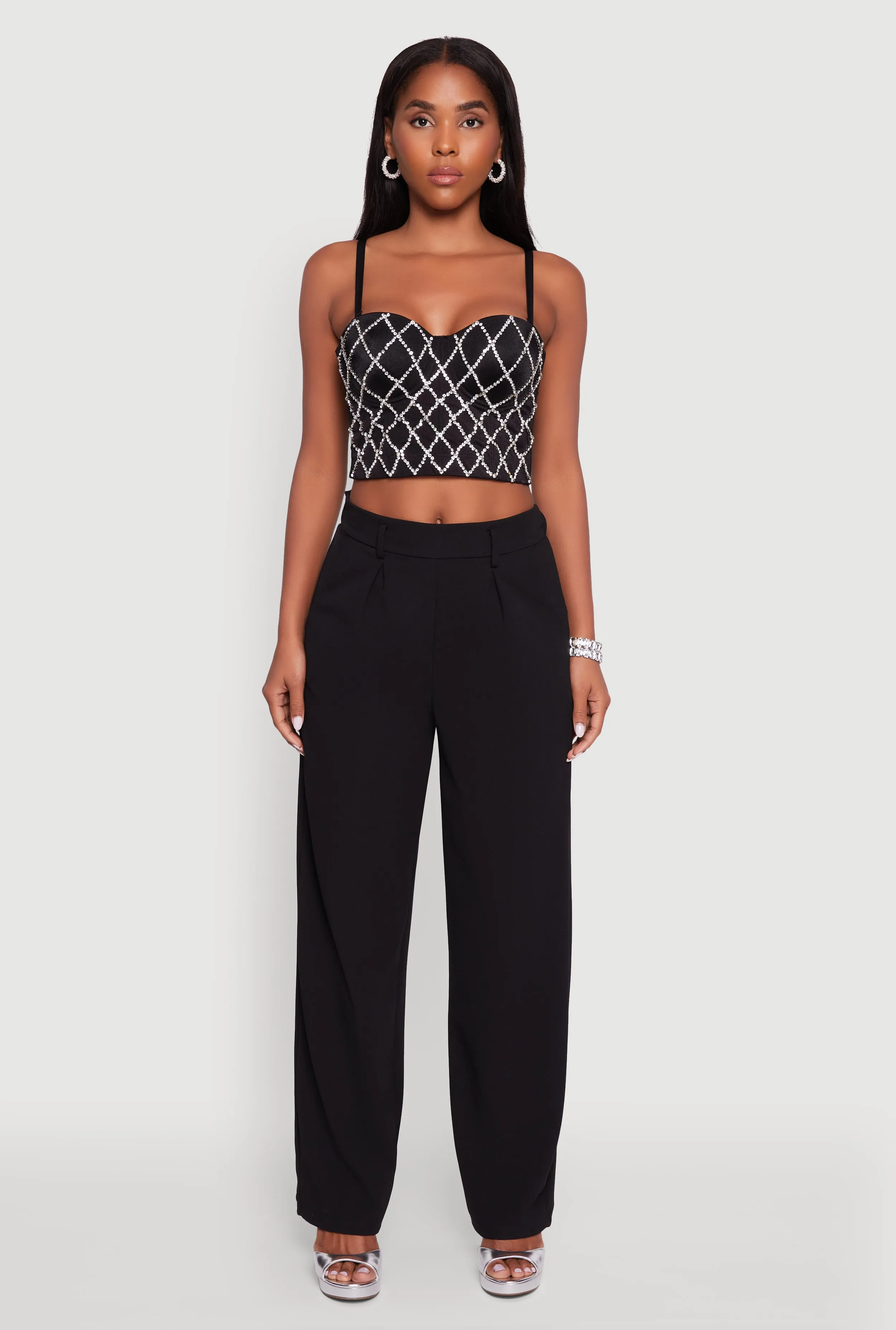 Rhinestone Embellished Bustier Crop Top sold by Rainbow product image thumbnail 3