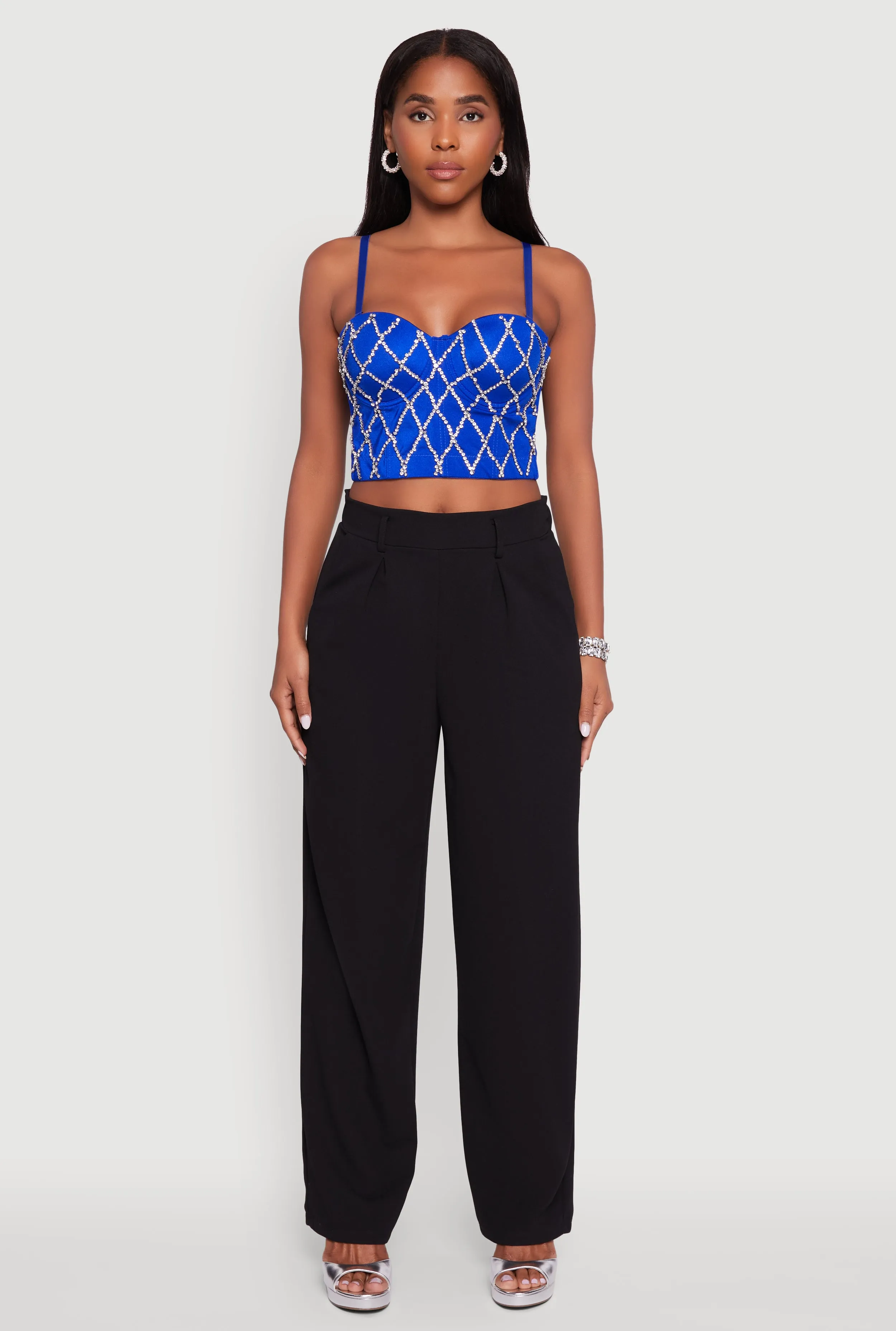 Rhinestone Embellished Bustier Crop Top sold by Rainbow product image thumbnail 3