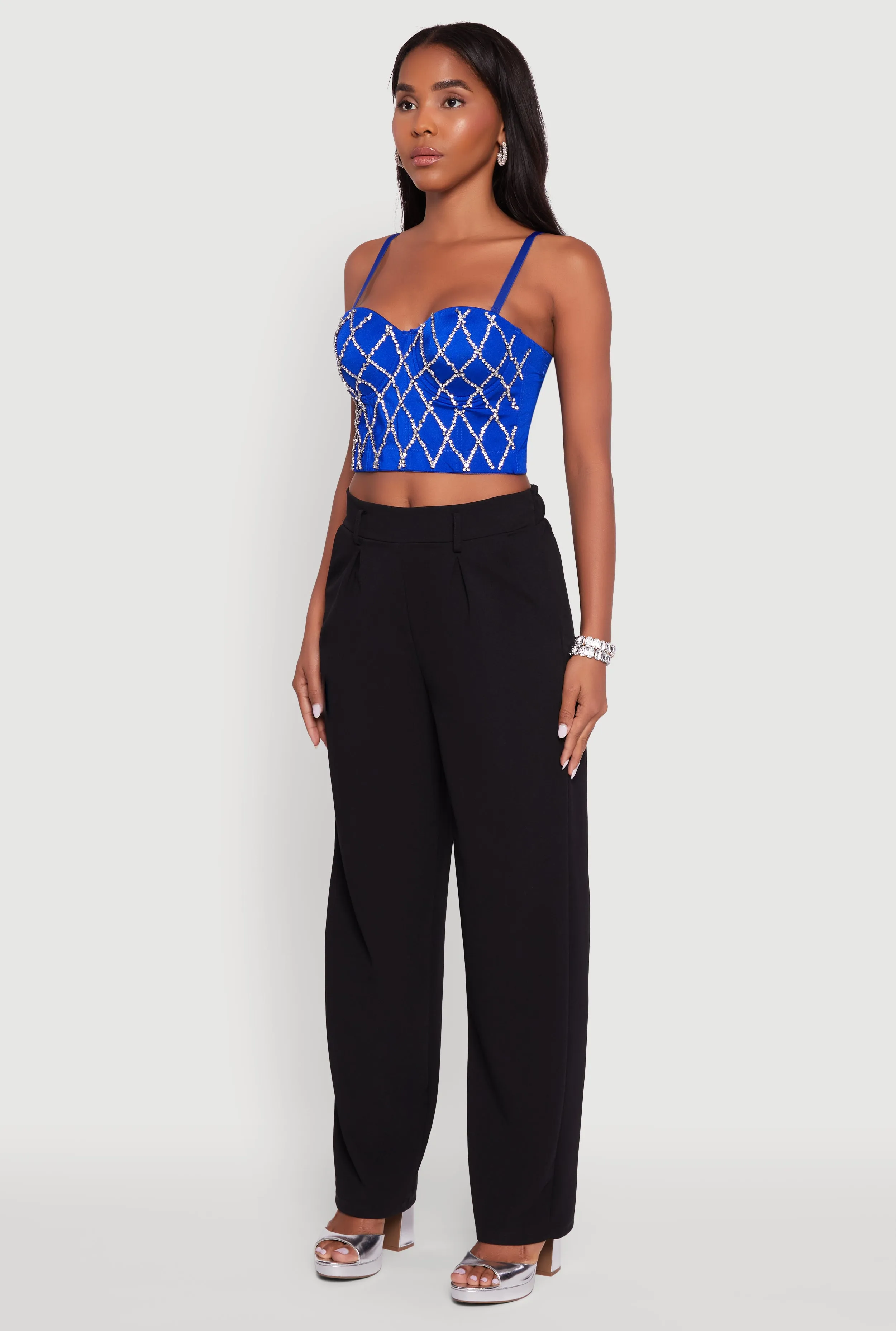 Rhinestone Embellished Bustier Crop Top sold by Rainbow product image thumbnail 5