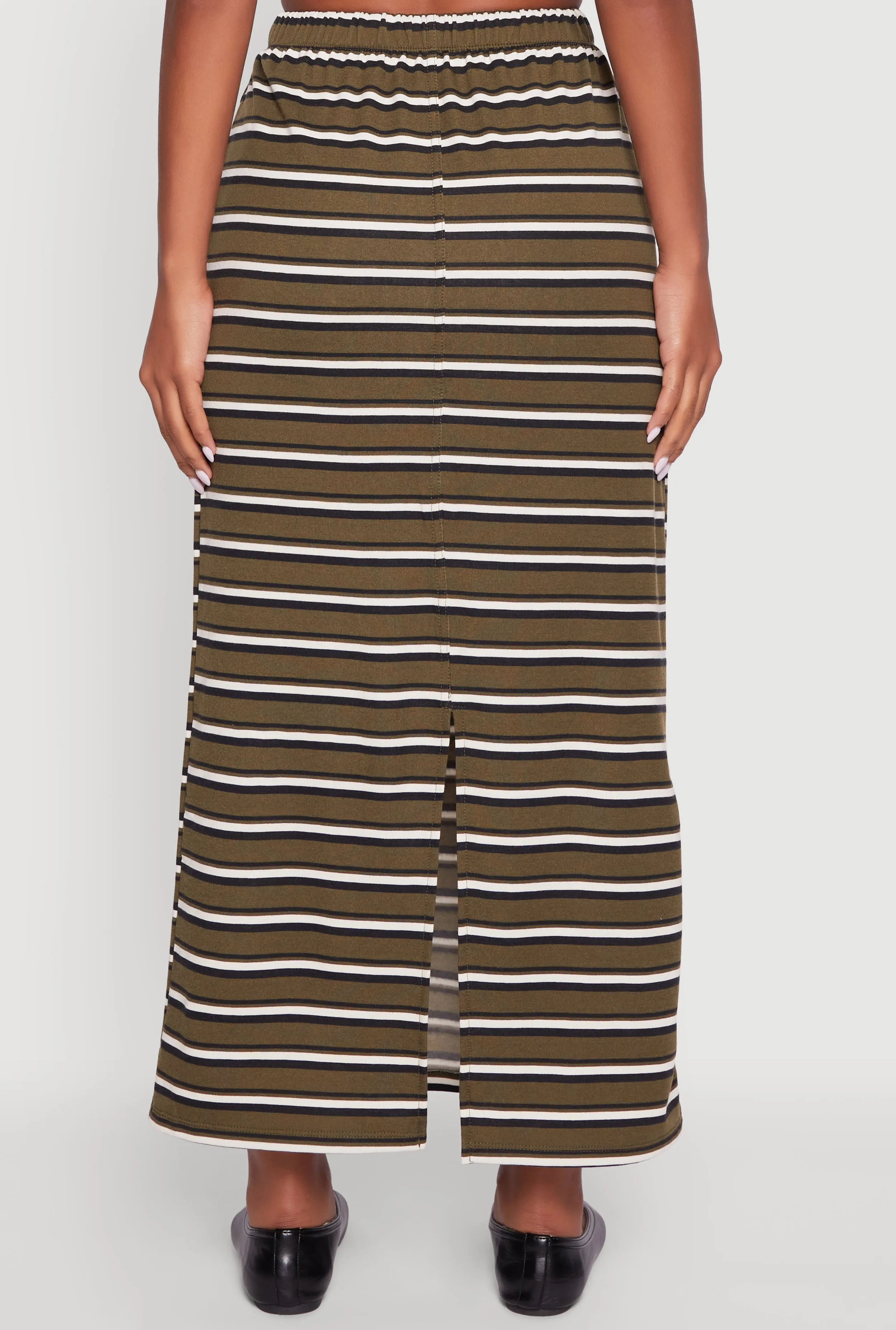 Striped Toggle Drawstring Waist Slit Back Maxi Skirt sold by Rainbow product image thumbnail 5