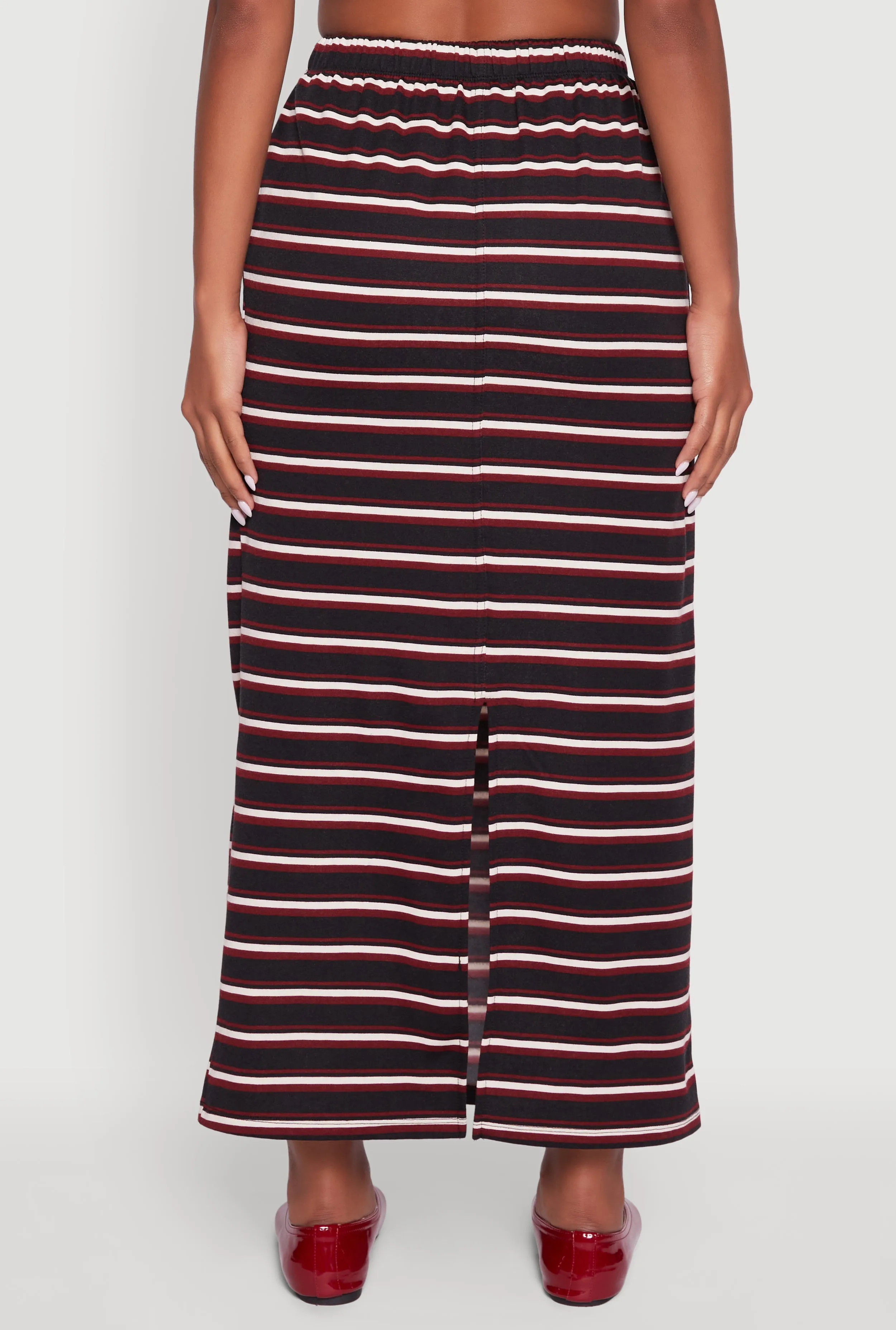 Striped Toggle Drawstring Waist Slit Back Maxi Skirt sold by Rainbow product image thumbnail 5