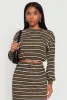 Striped Cropped Toggle Drawstring Hem Sweatshirt sold by Rainbow