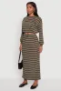 Striped Cropped Toggle Drawstring Hem Sweatshirt sold by Rainbow