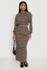 Striped Cropped Toggle Drawstring Hem Sweatshirt sold by Rainbow