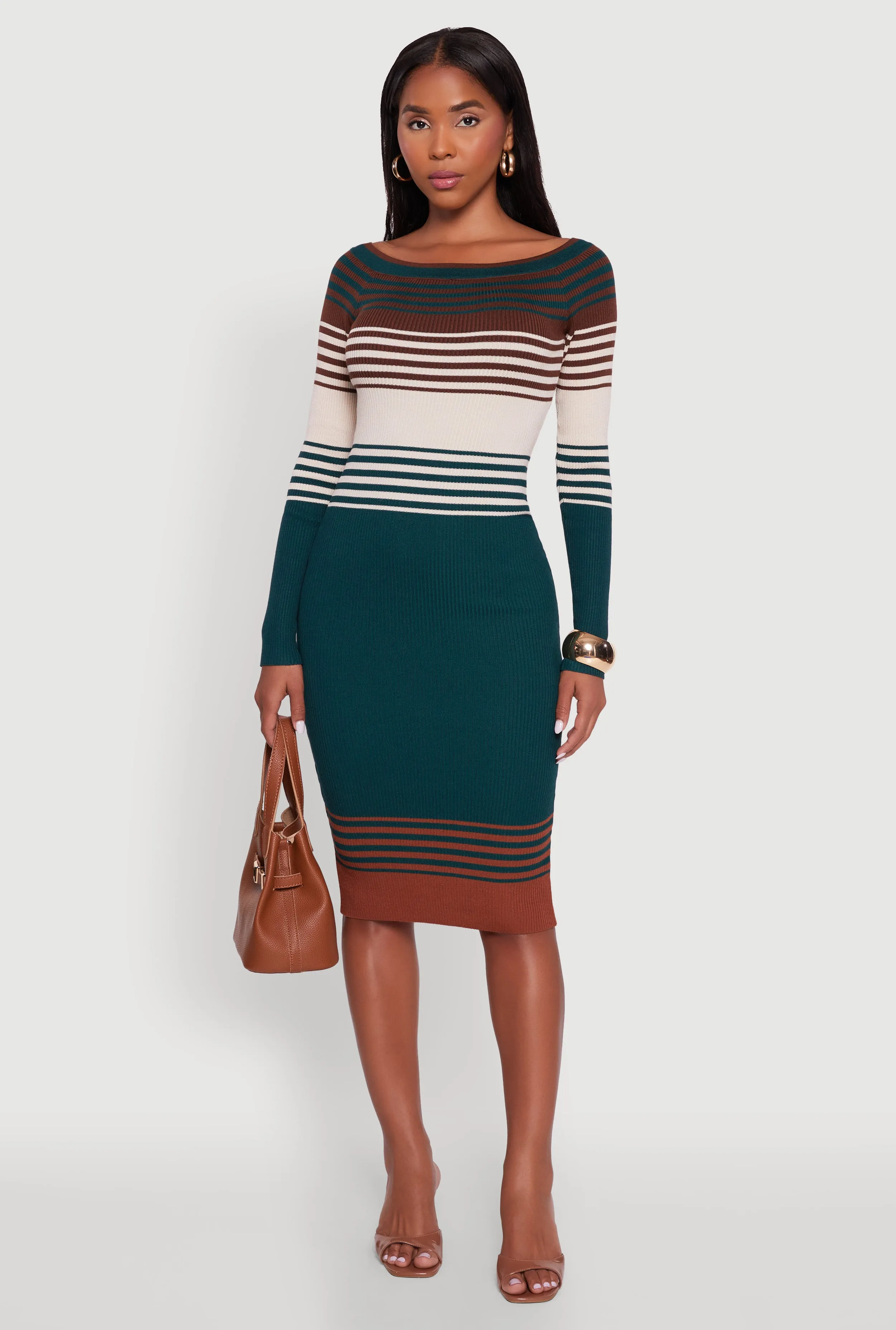 Color Block Long Sleeve Bodycon Sweater Dress sold by Rainbow