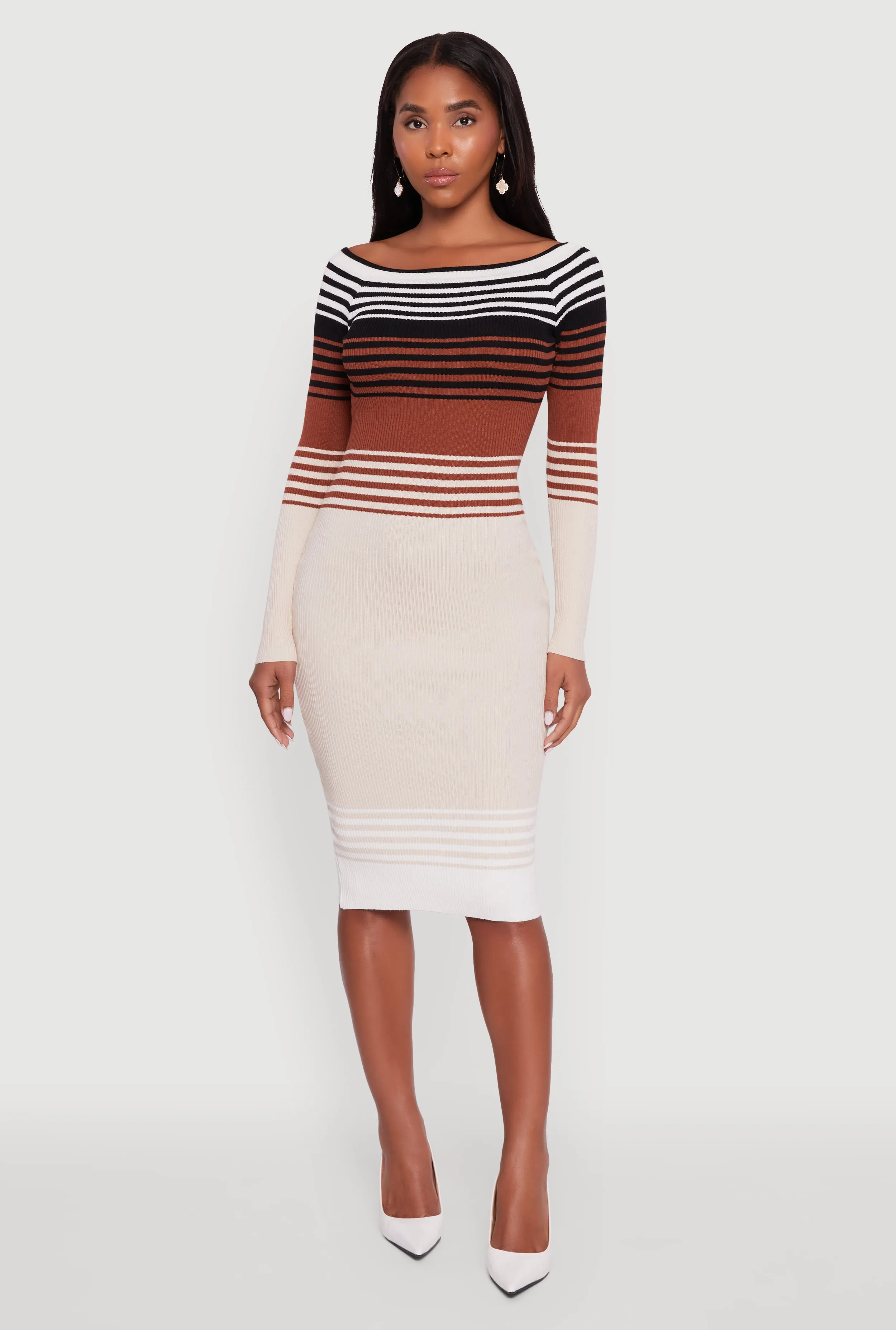 Color Block Long Sleeve Bodycon Sweater Dress sold by Rainbow product image thumbnail 2