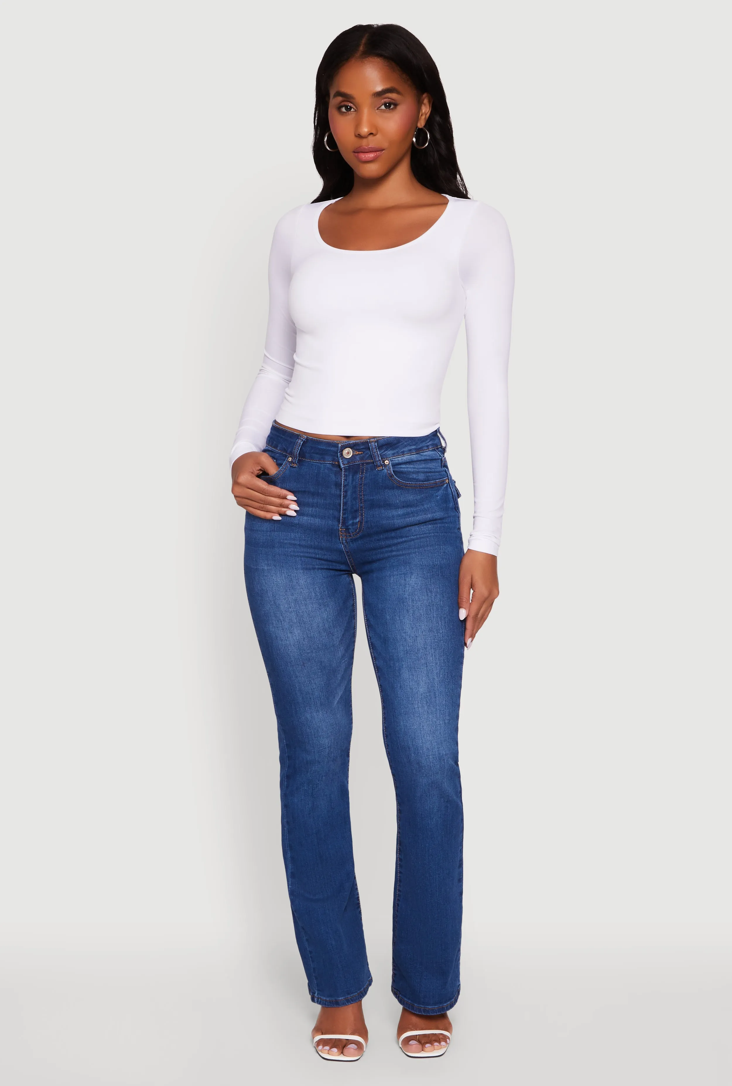 Doubled Long Sleeve Seamless Scoop Neck Top sold by Rainbow product image thumbnail 2