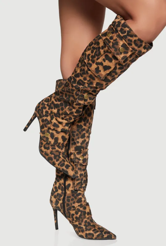 Knee High Stiletto Boots with Cargo Pockets sold by Rainbow
