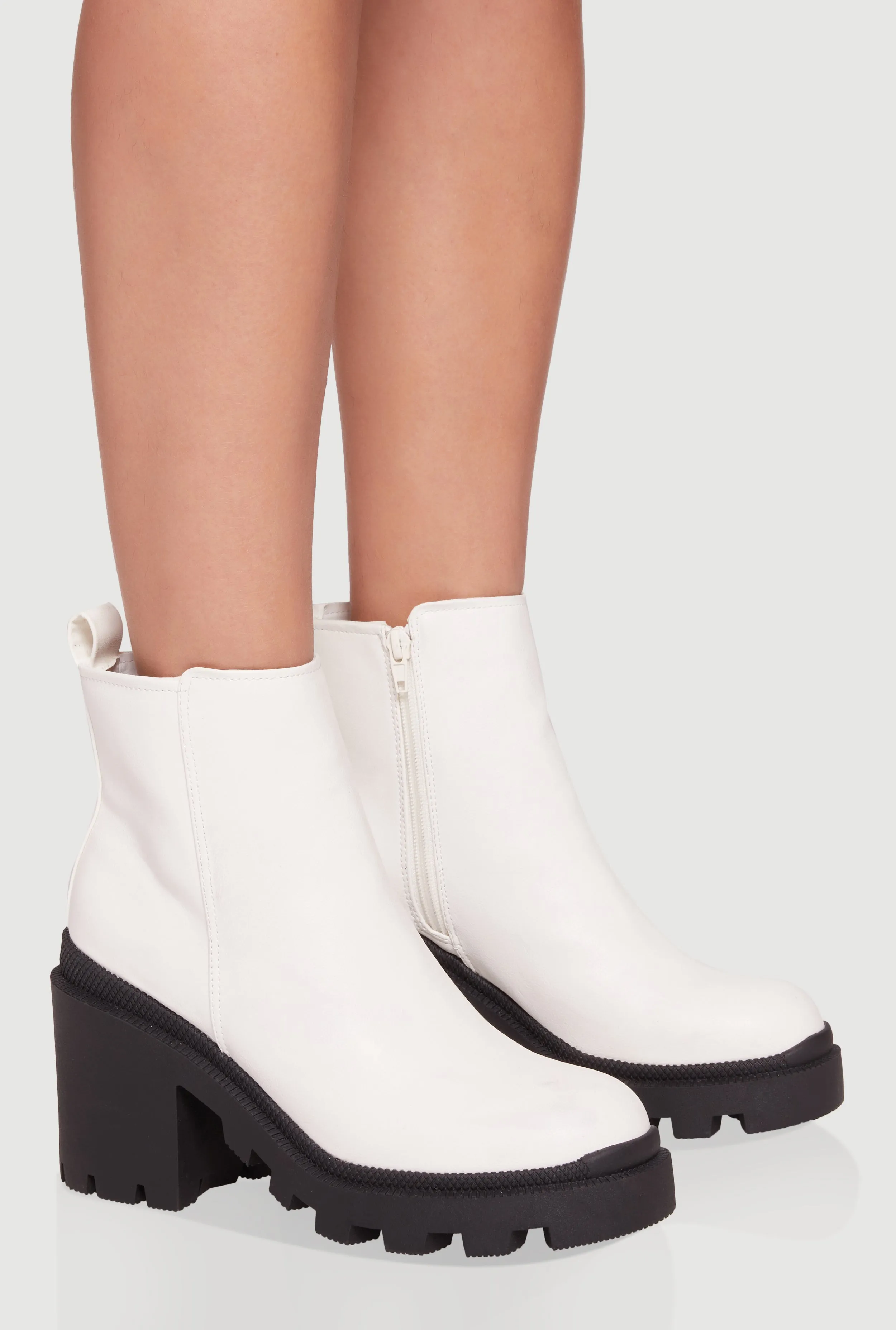 Side Zip Round Toe Chunky Heel Booties sold by Rainbow product image thumbnail 2