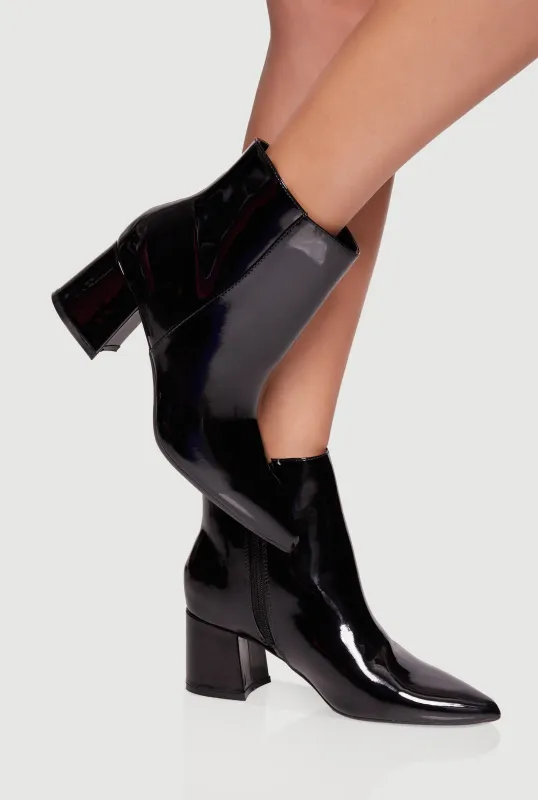 Pointed Toe Block Heel Booties sold by Rainbow