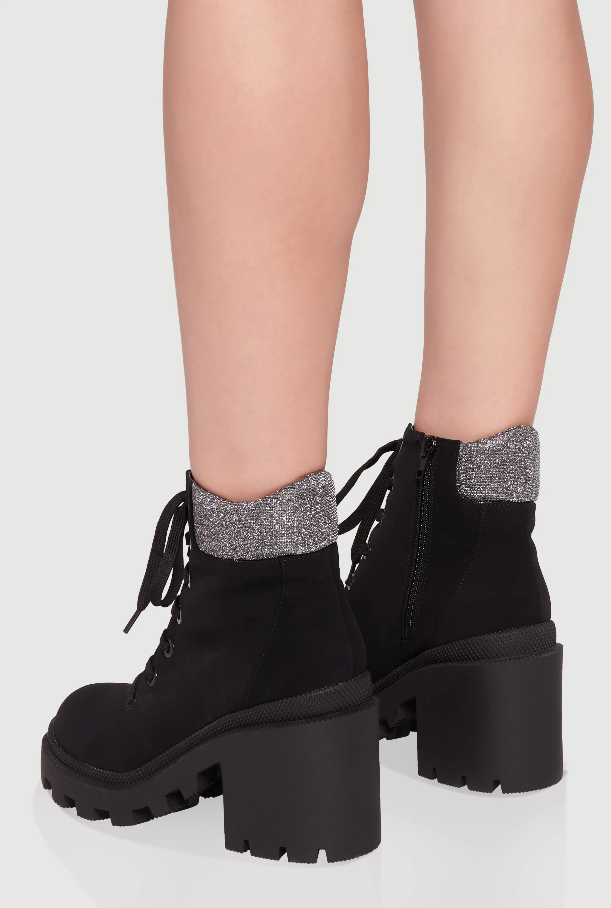 Chunky Platform Combat Boots with Lurex Cuff sold by Rainbow product image thumbnail 3
