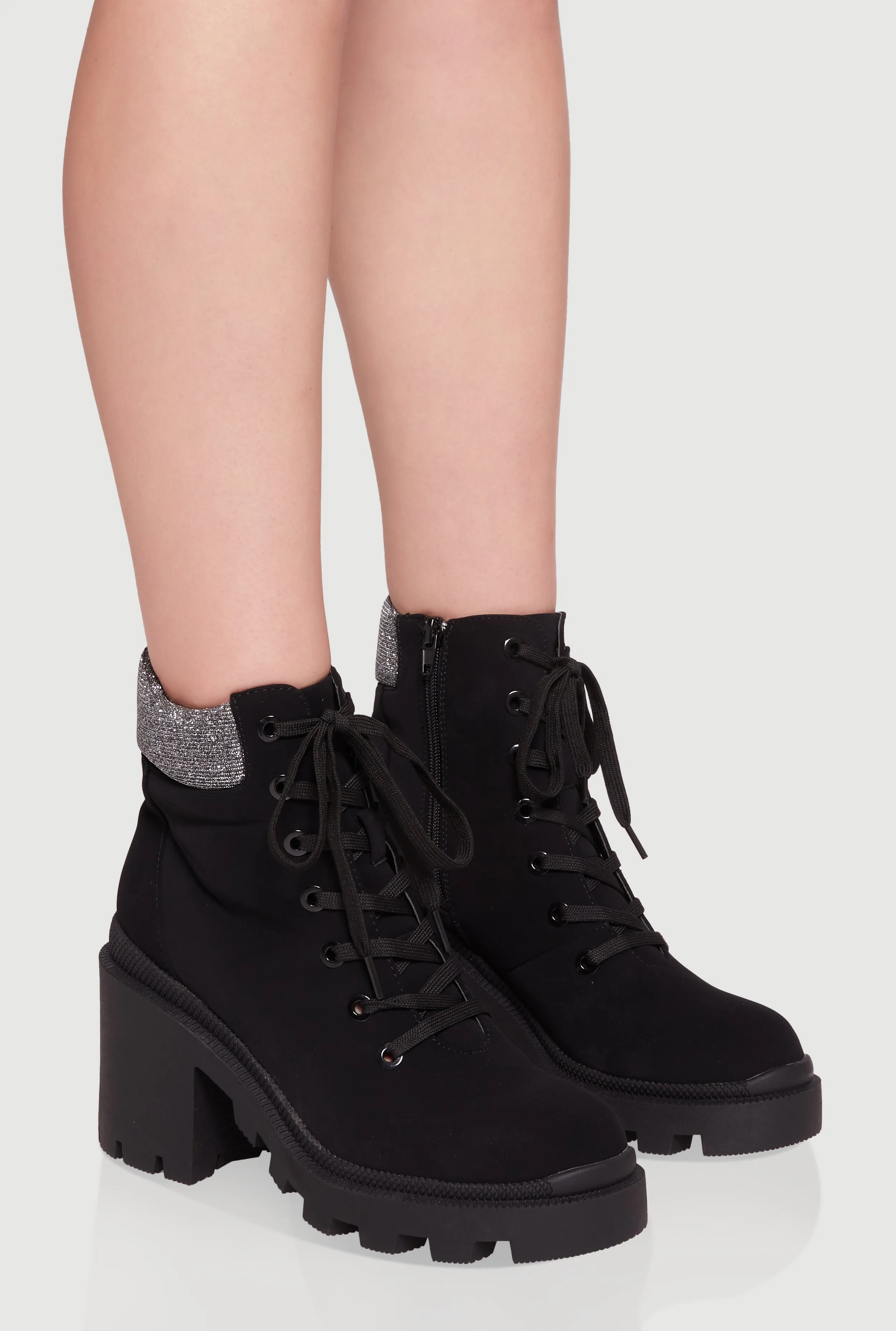Chunky Platform Combat Boots with Lurex Cuff sold by Rainbow product image thumbnail 2
