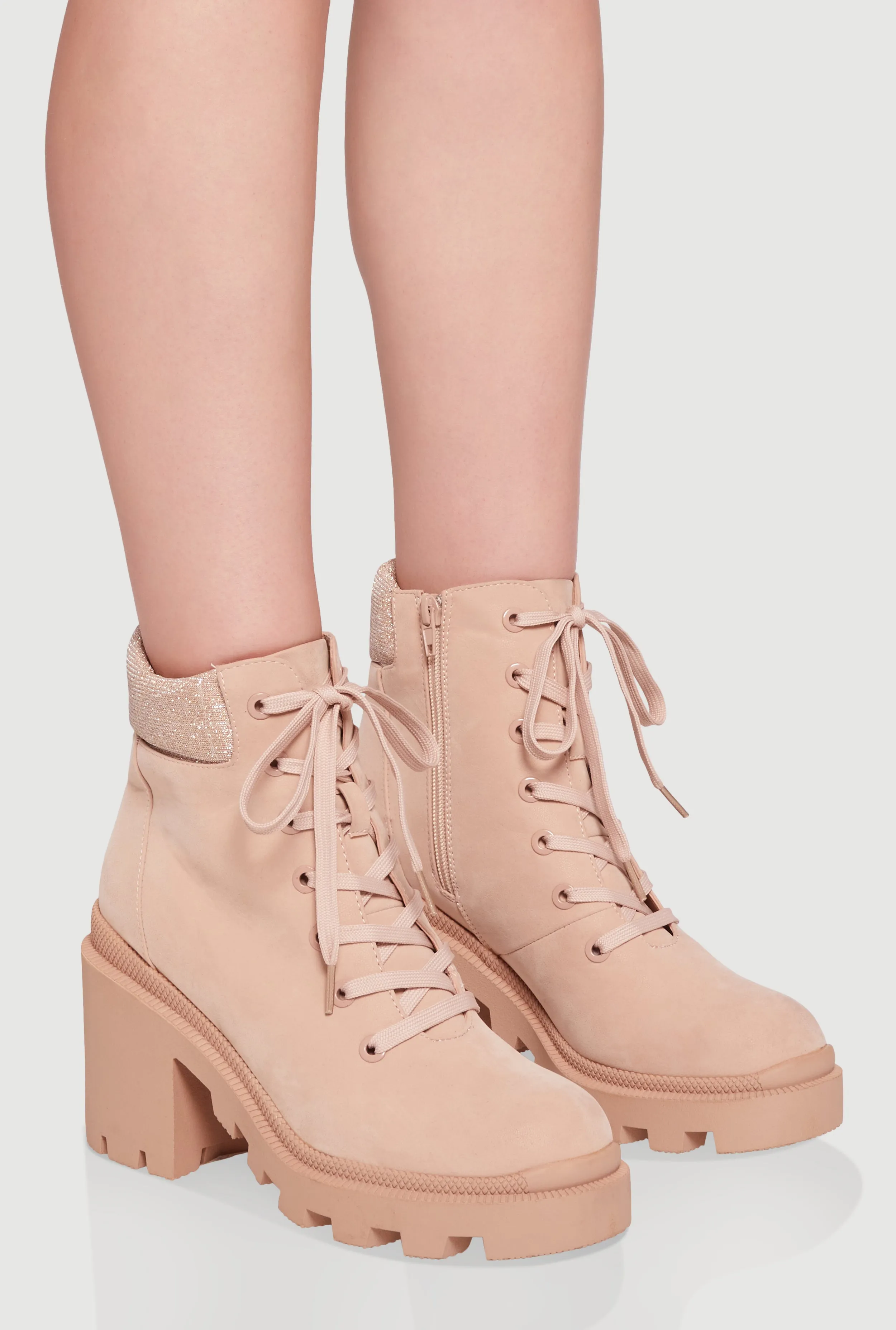 Chunky Platform Combat Boots with Lurex Cuff sold by Rainbow product image thumbnail 2