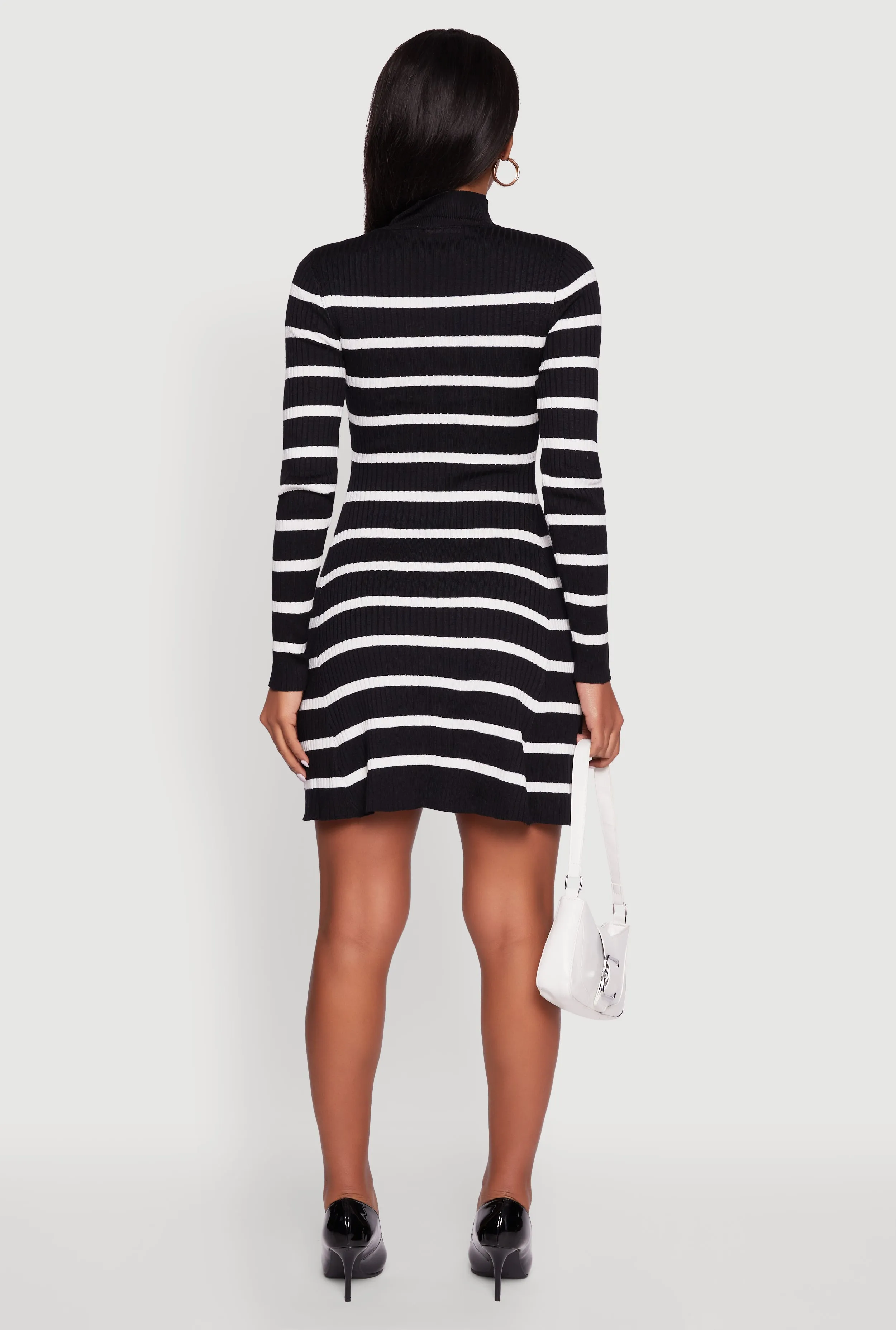 Rib Knit Striped Long Sleeve Sweater Dress sold by Rainbow product image thumbnail 5