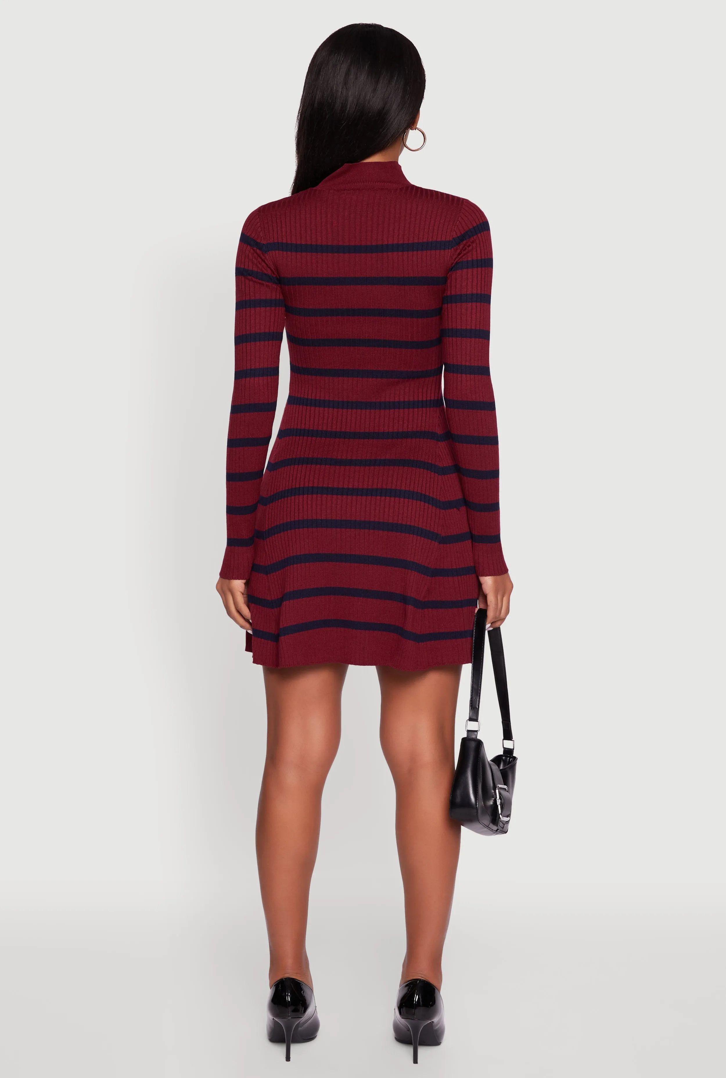 Rib Knit Striped Long Sleeve Sweater Dress sold by Rainbow product image thumbnail 5