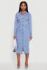 Denim Button Front Long Sleeve Shirt Dress sold by Rainbow
