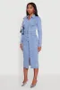 Denim Button Front Long Sleeve Shirt Dress sold by Rainbow
