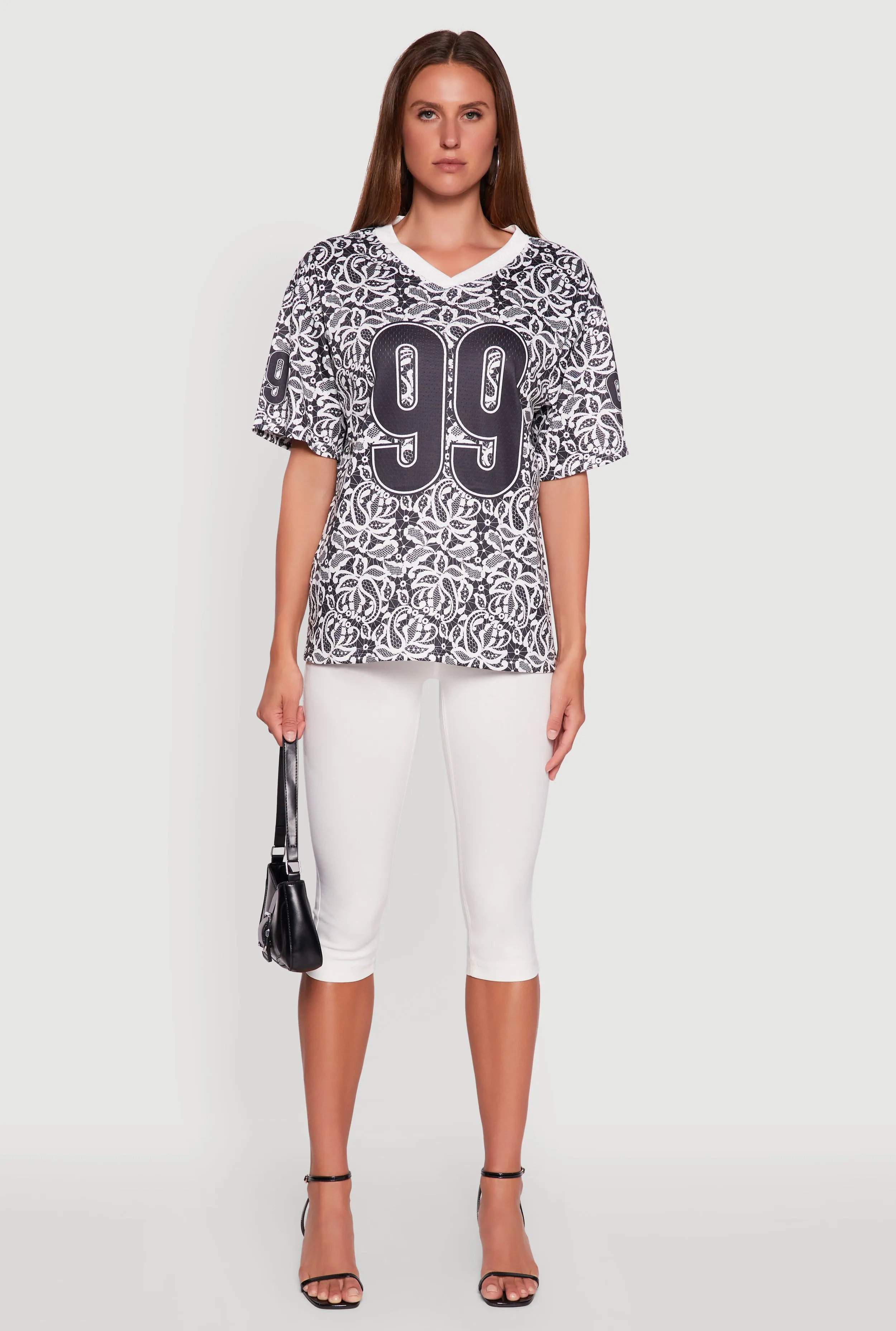 V-Neck Patterned 99 Graphic Print Jersey sold by Rainbow product image thumbnail 3
