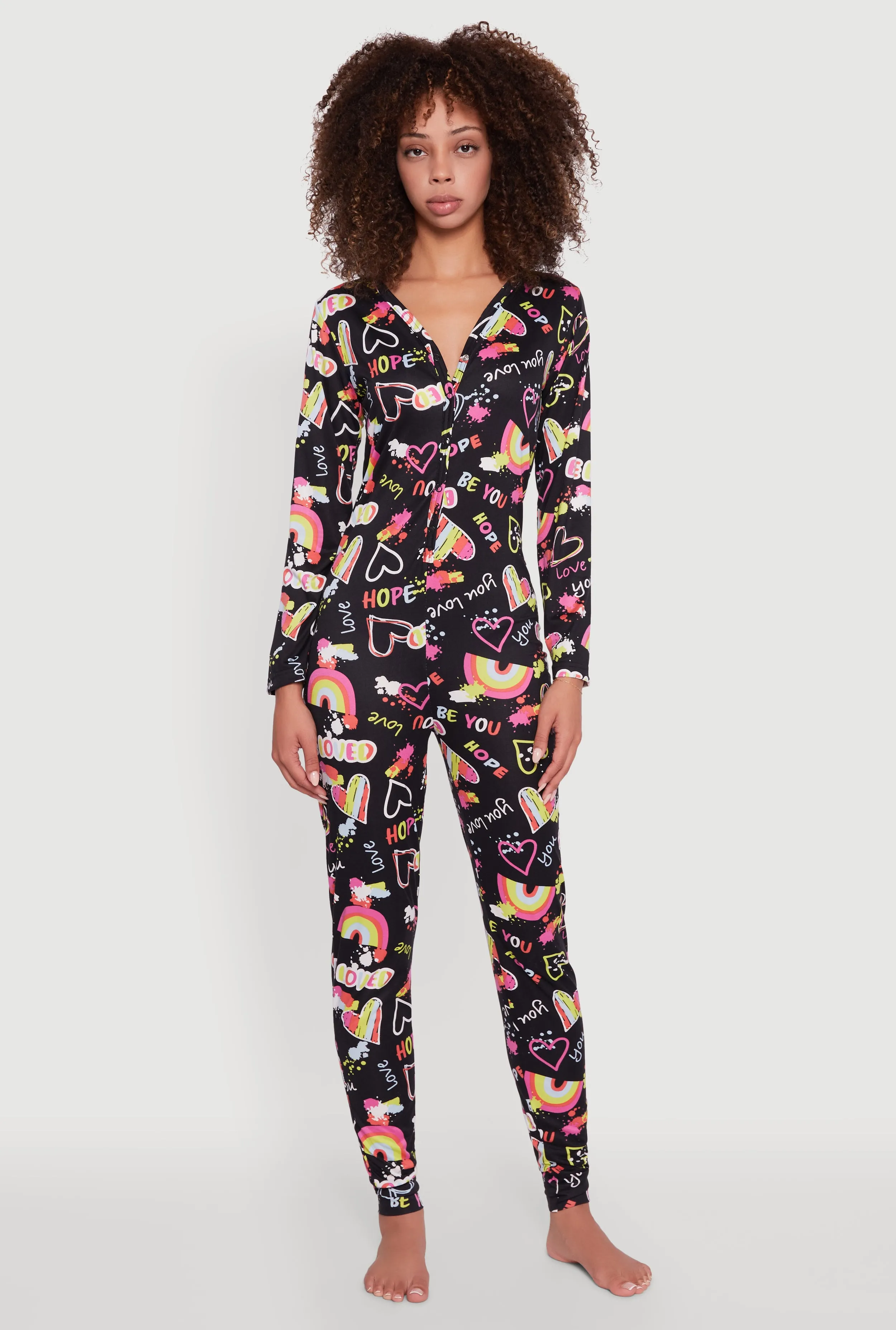 Be Loved Heart Print Pajama Onesie sold by Rainbow
