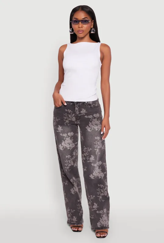 Floral Mid Rise Wide Leg Jeans sold by Rainbow