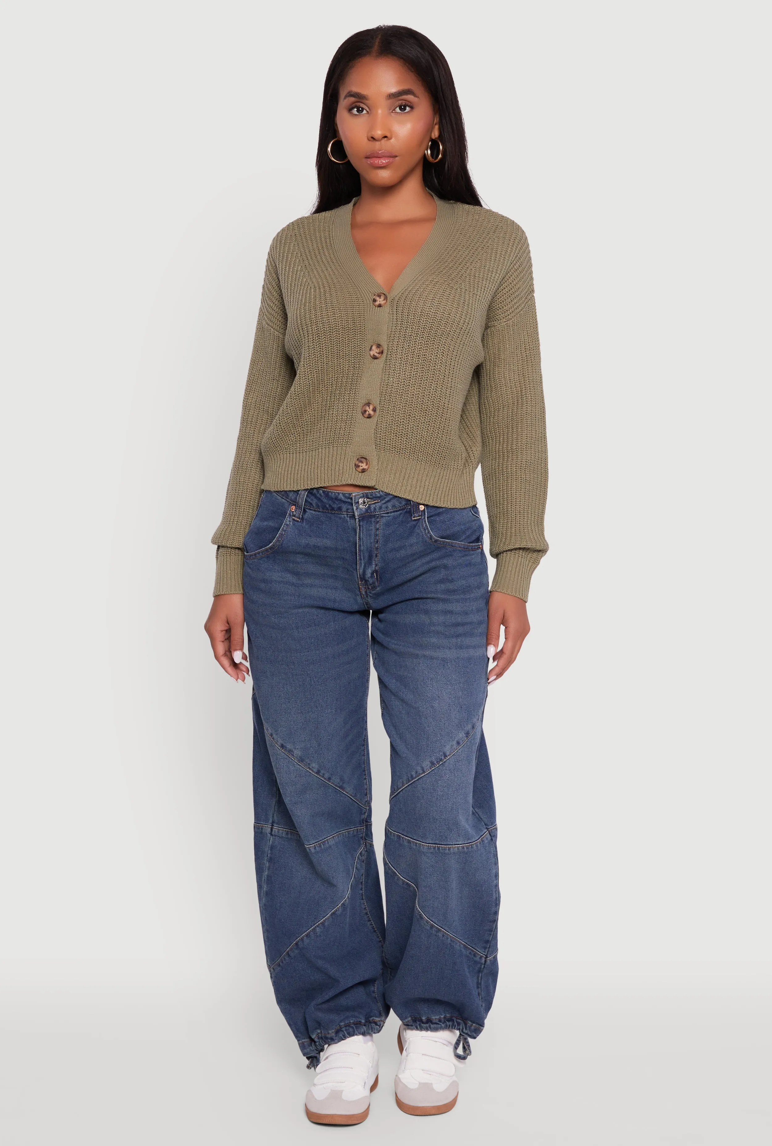 Classic Fit V-Neck Button Front Cardigan sold by Rainbow