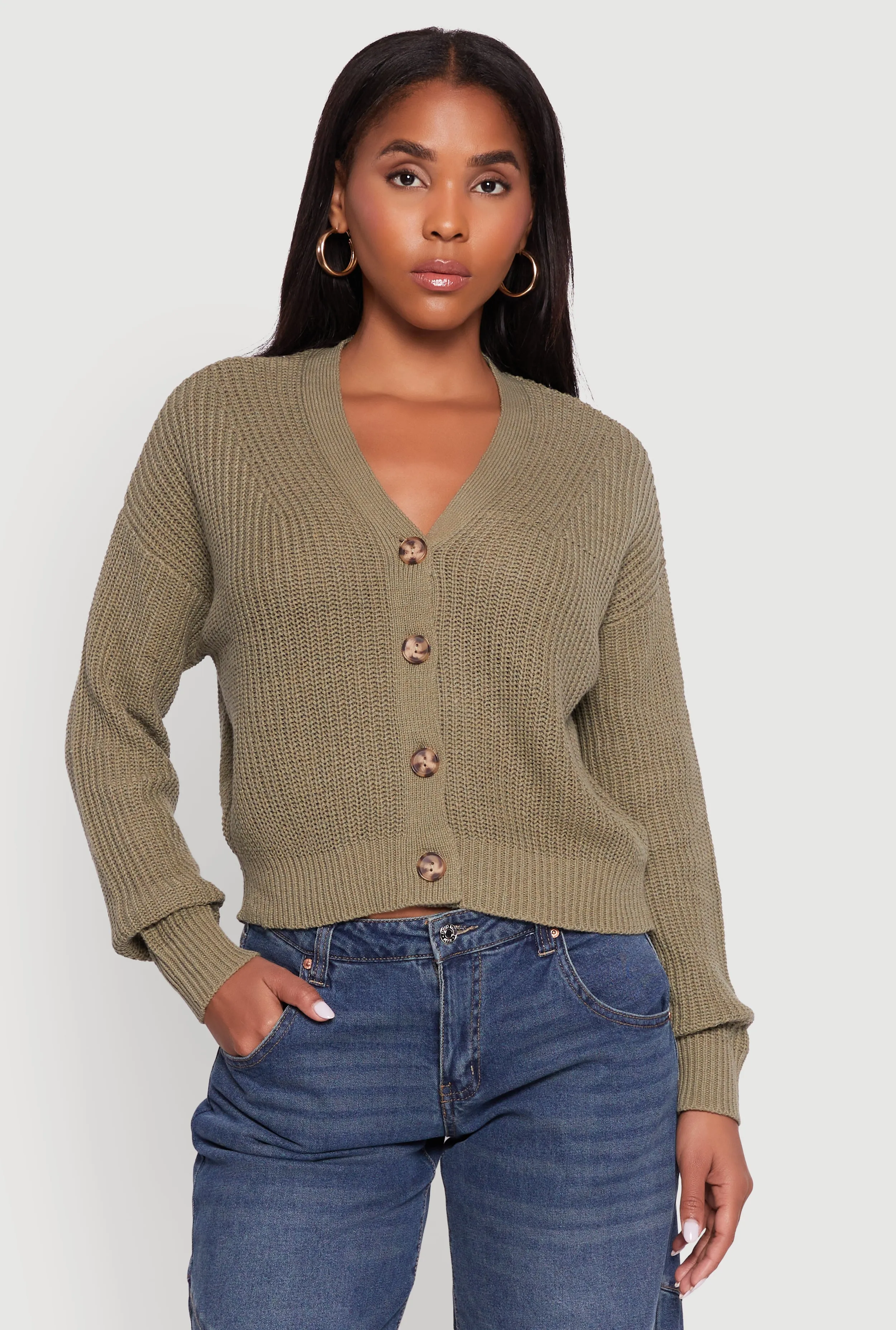 Classic Fit V-Neck Button Front Cardigan sold by Rainbow product image thumbnail 2