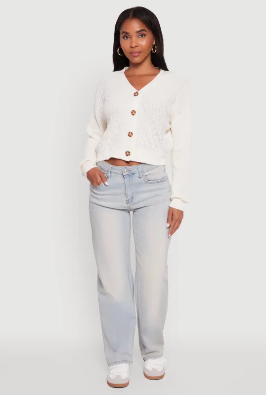 Classic Fit V-Neck Button Front Cardigan sold by Rainbow