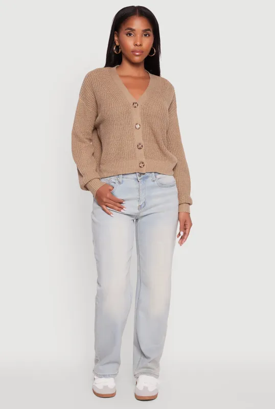 Classic Fit V-Neck Button Front Cardigan sold by Rainbow