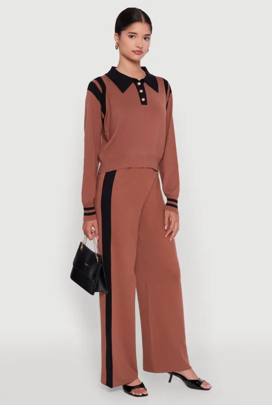 Side Stripe Pull On Wide Leg Pants sold by Rainbow