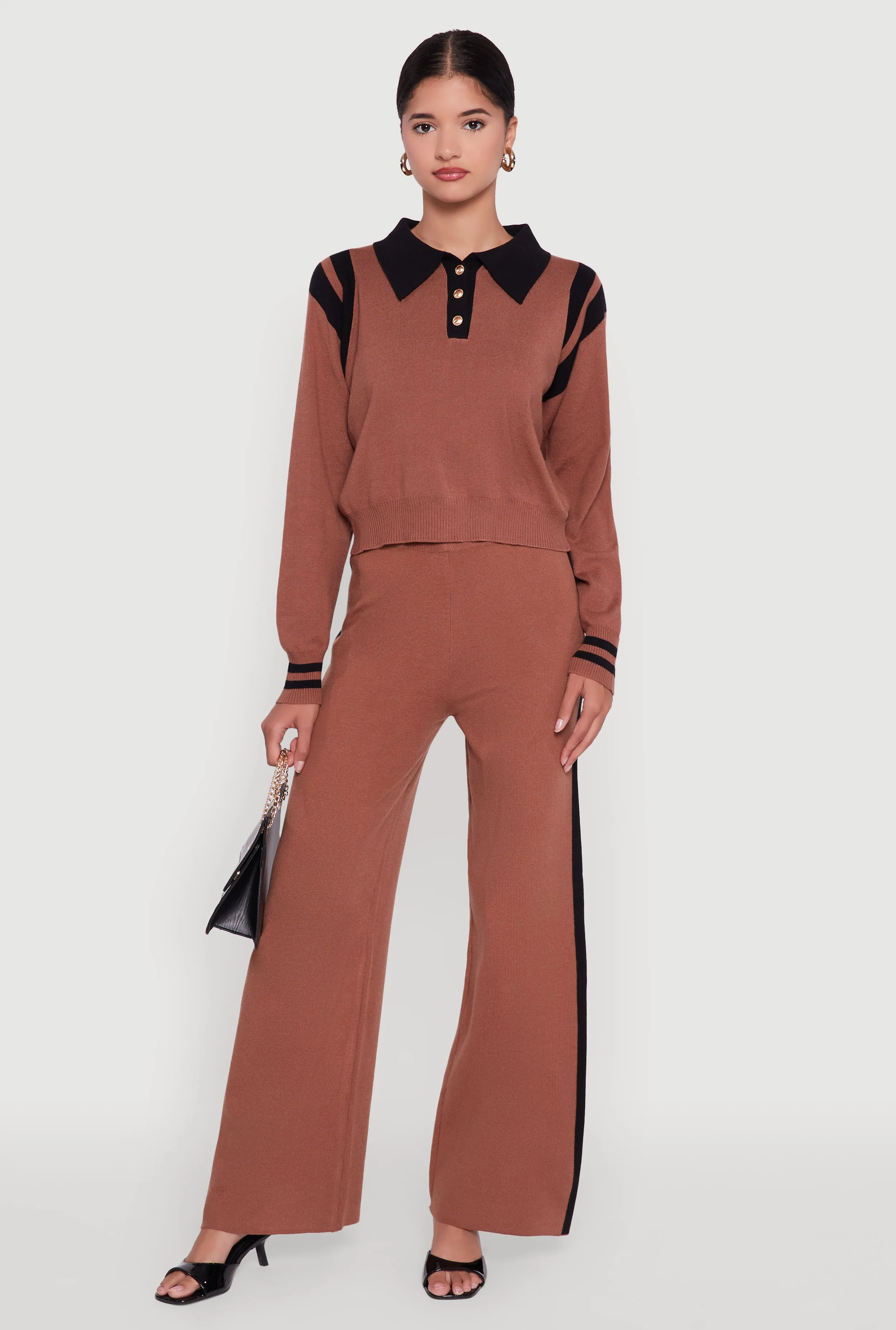 Polo Collar Sweater with Varsity Stripes sold by Rainbow product image thumbnail 2