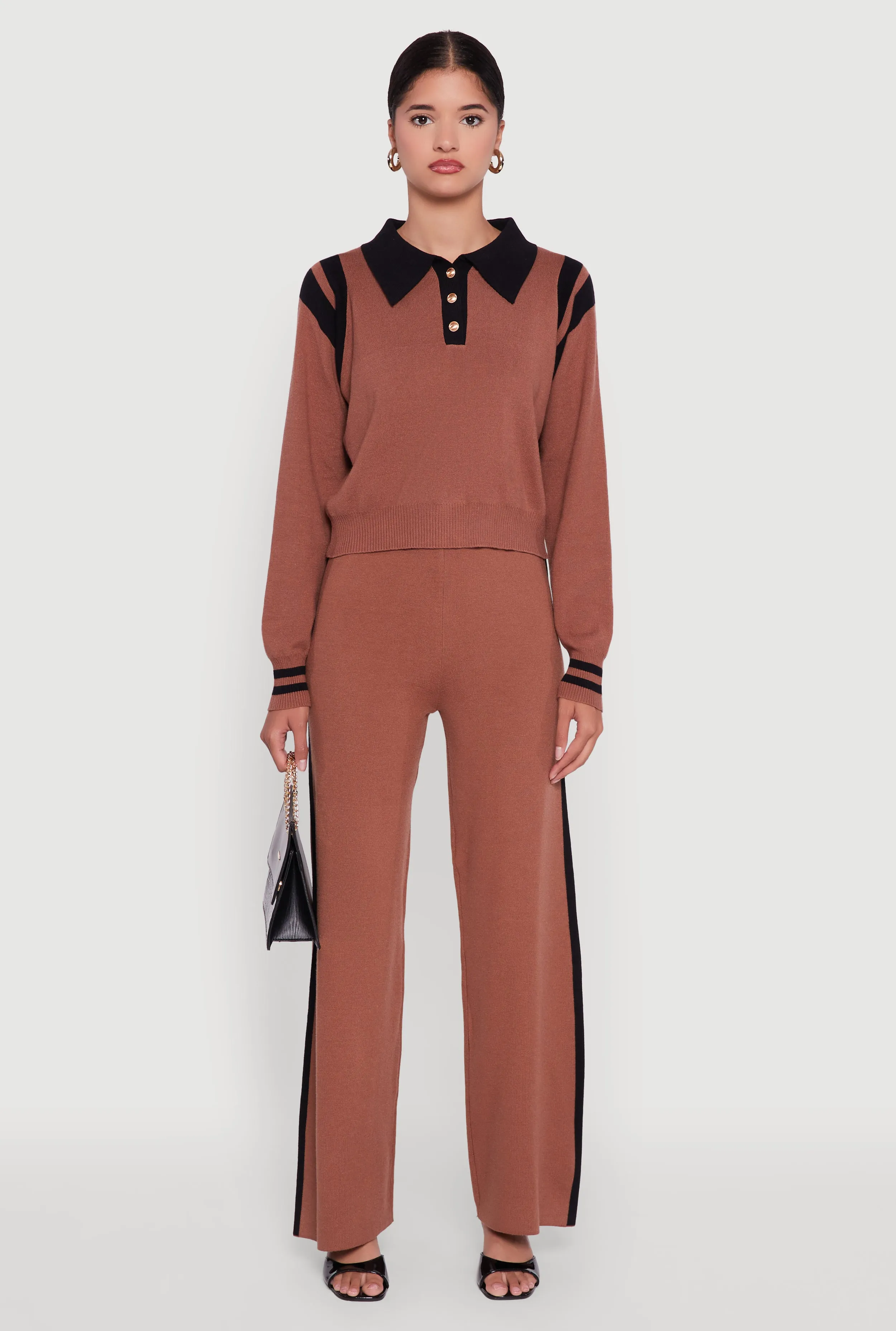 Polo Collar Sweater with Varsity Stripes sold by Rainbow product image thumbnail 3