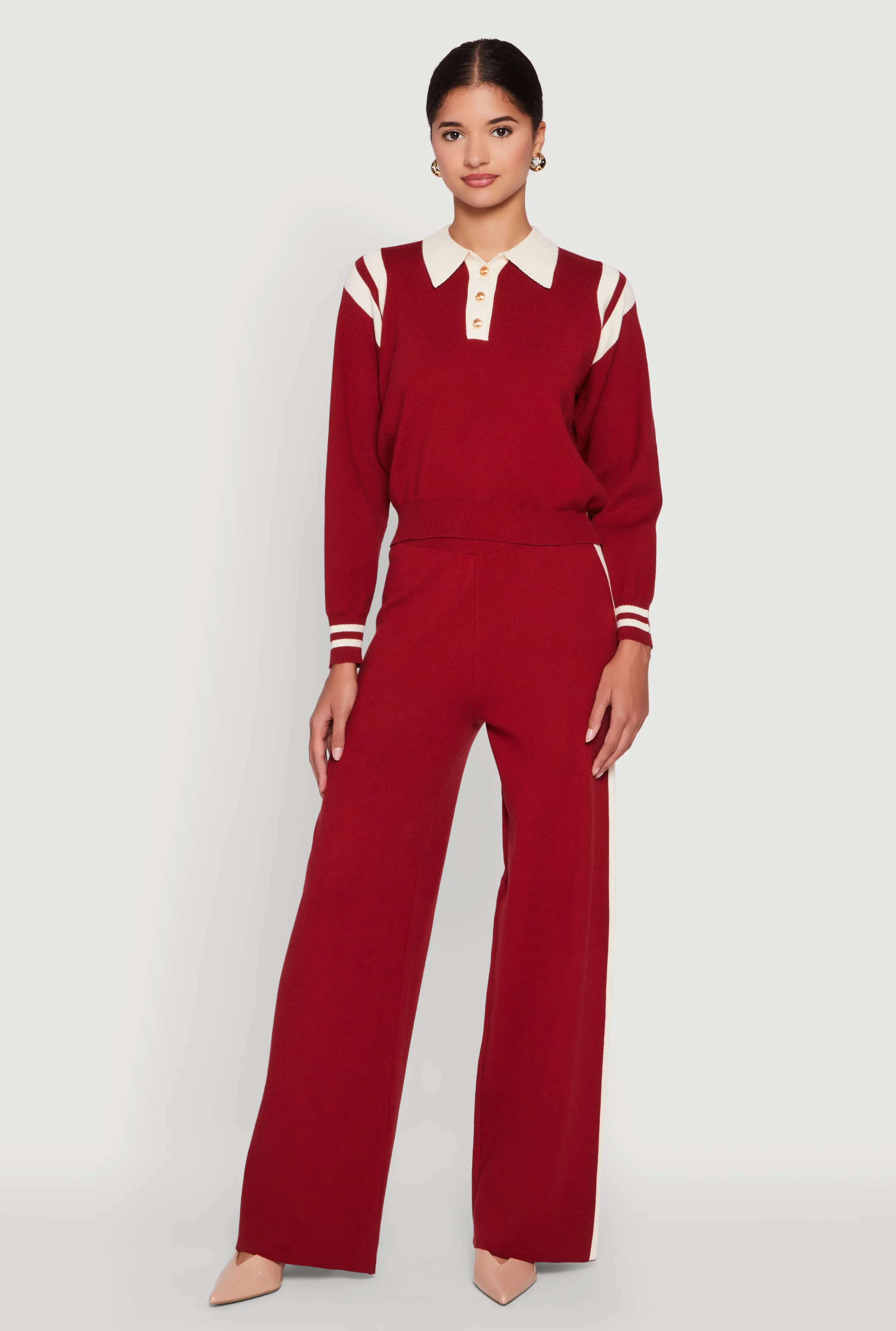 Side Stripe Pull On Wide Leg Pants sold by Rainbow