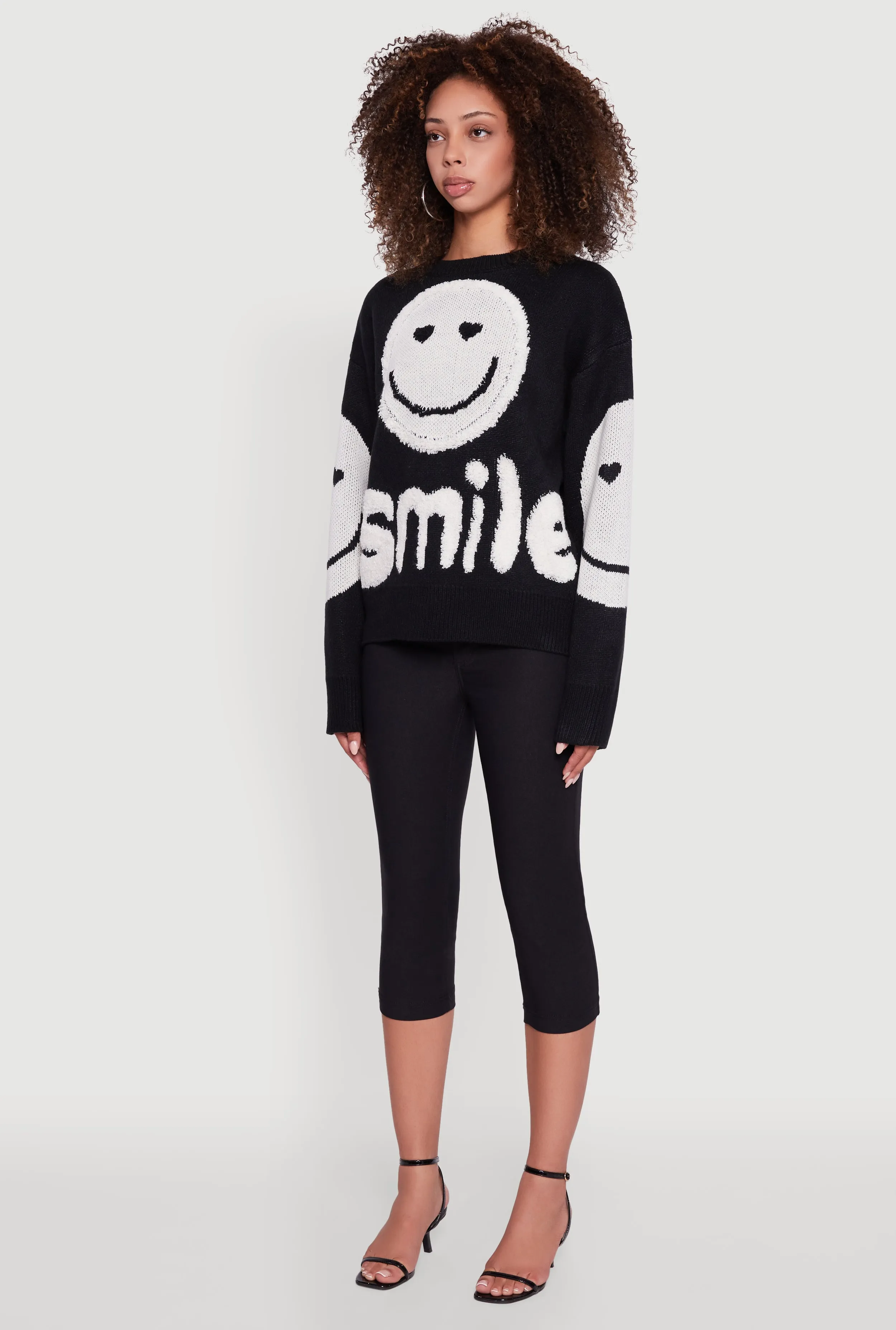 Tufted Knit Smiley Graphic Pullover Sweater sold by Rainbow product image thumbnail 5