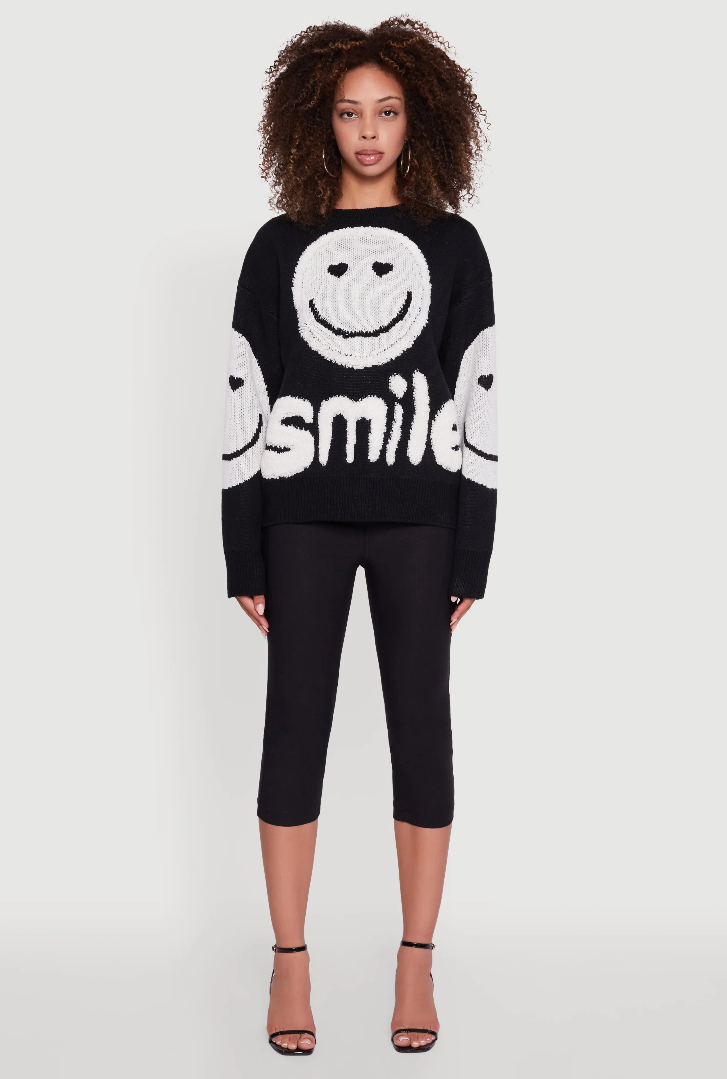 Tufted Knit Smiley Graphic Pullover Sweater sold by Rainbow product image thumbnail 3