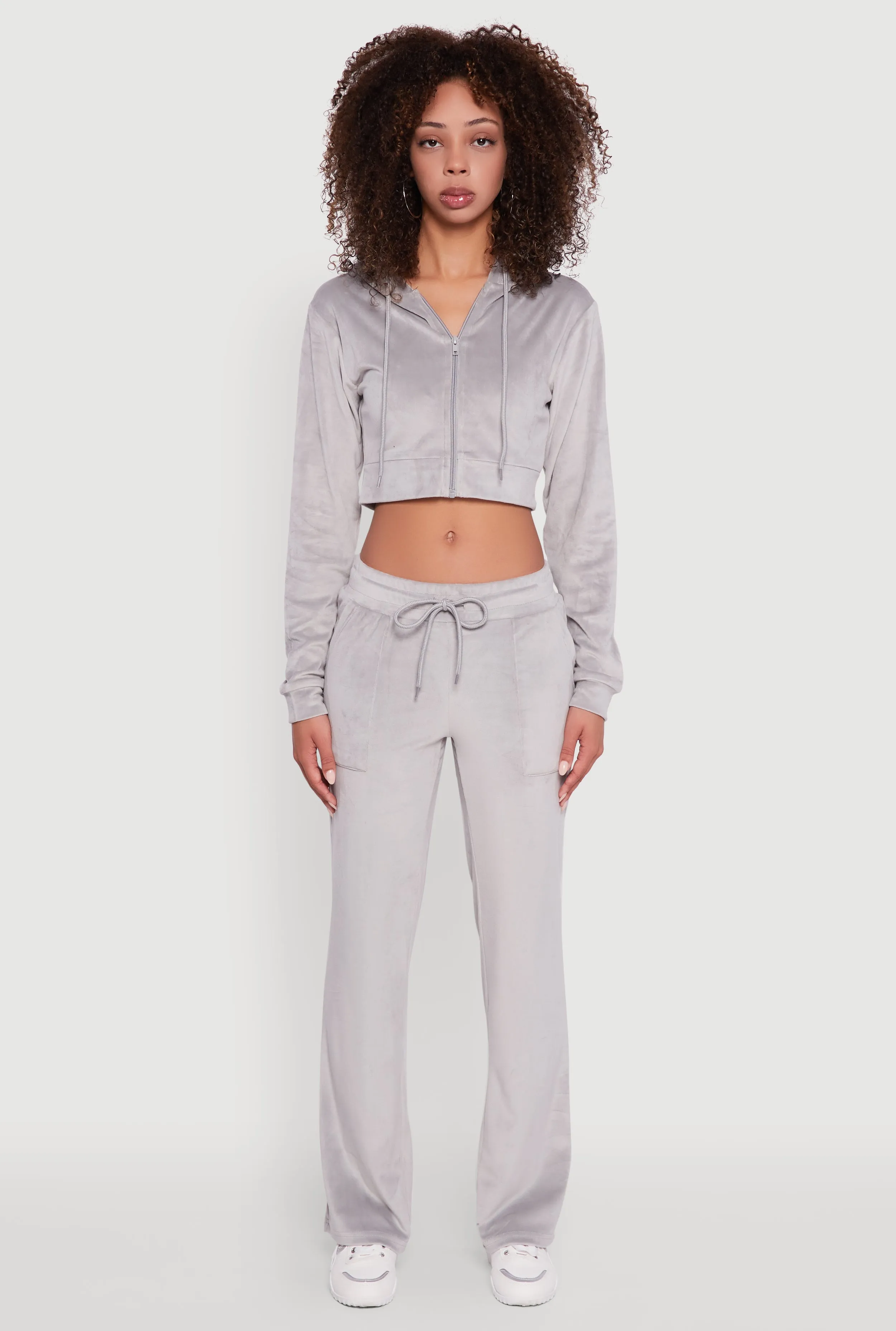 Velour Cropped Hooded Sweatshirt sold by Rainbow product image thumbnail 3